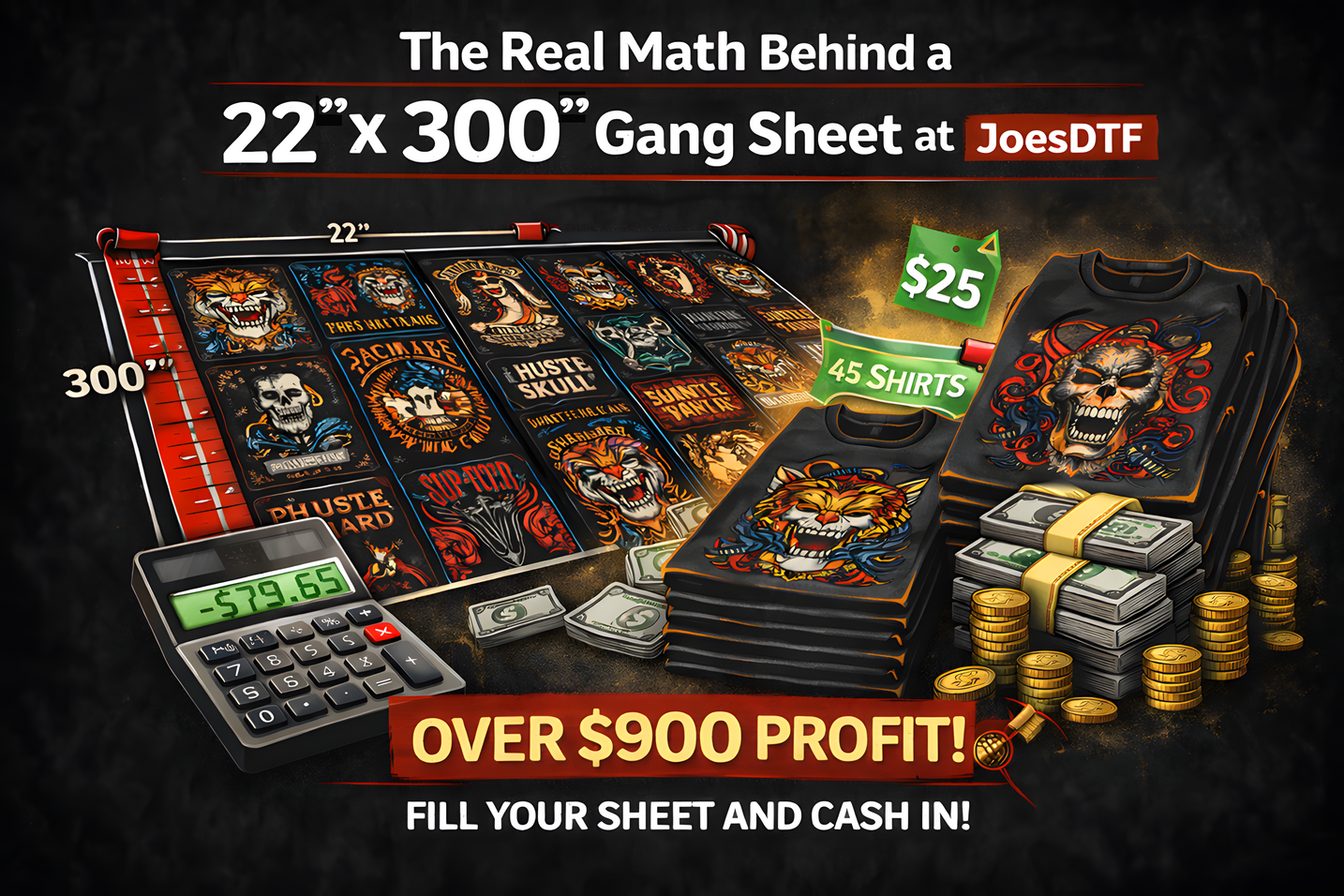 The Real Math Behind a JoesDTF 22” x 300” Gang Sheet