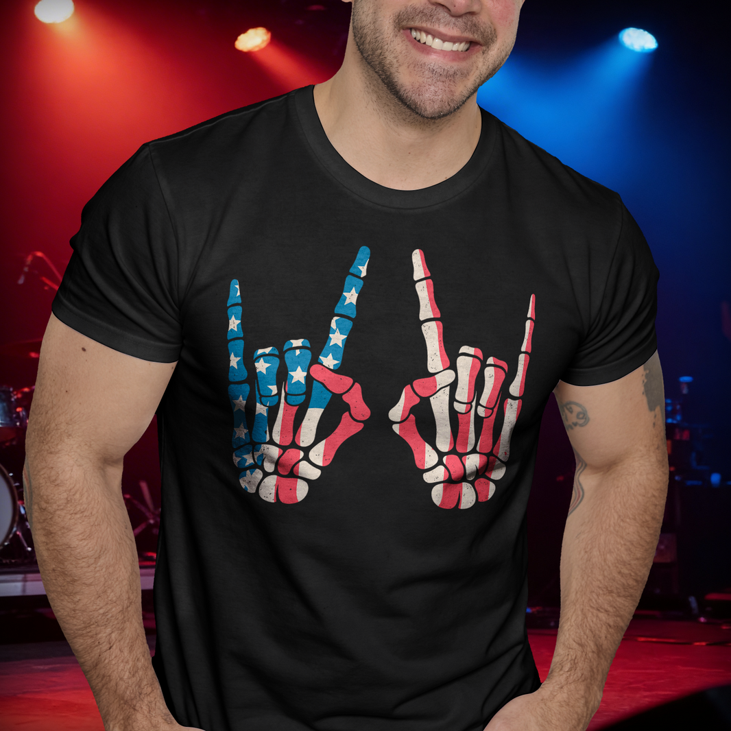 "Old Glory" Rock Horns - DTF Transfer