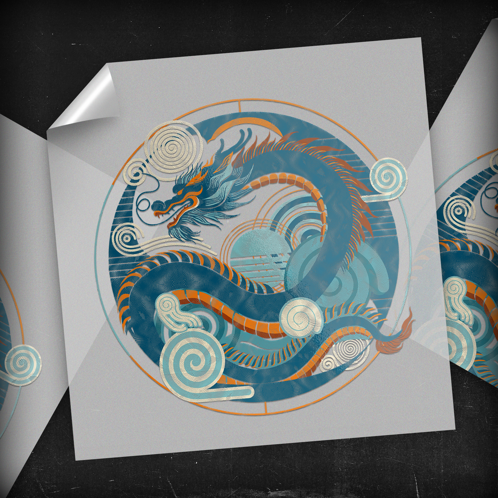 Dragon Minimalist Round - DTF Transfer