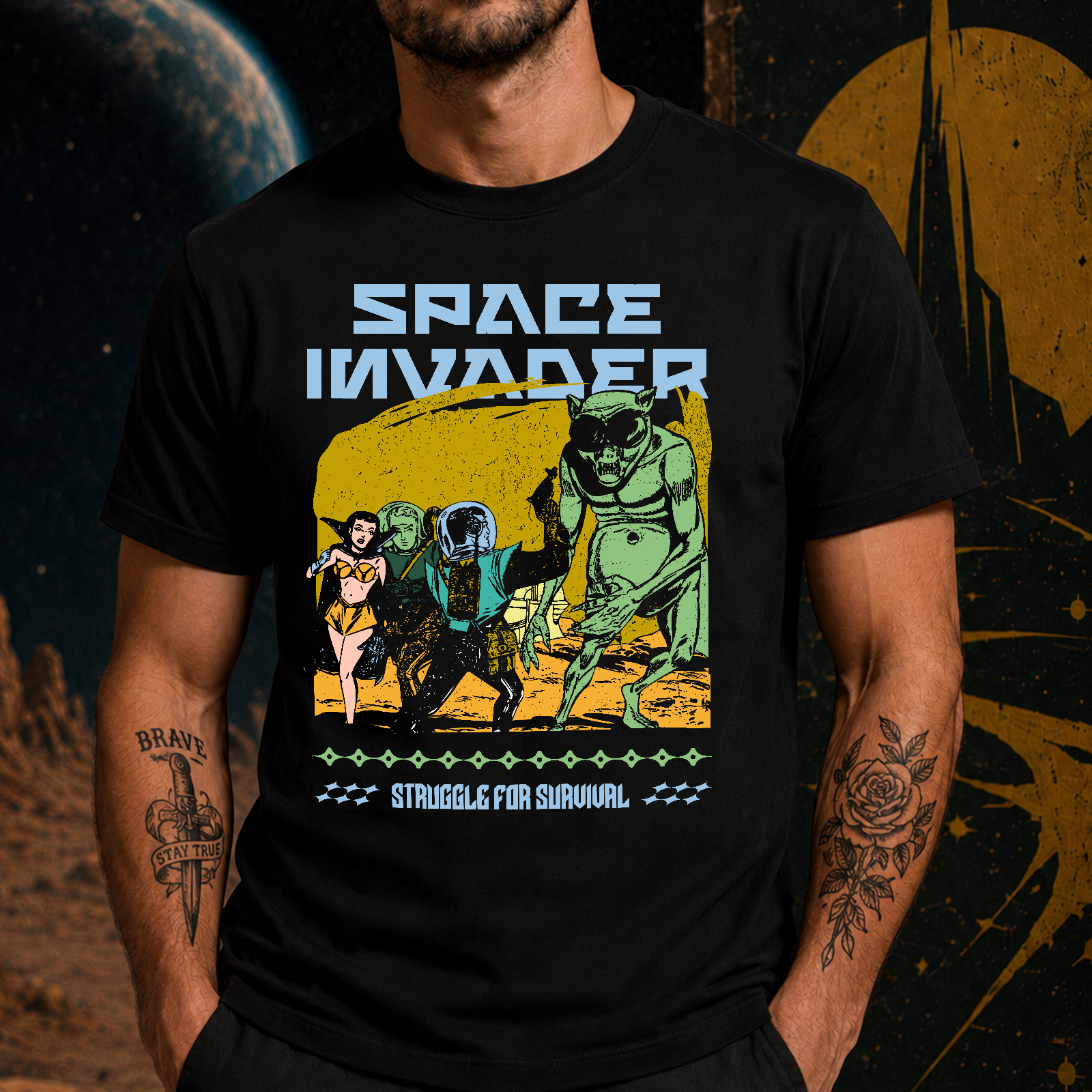 Retro Space Invader - DTF Transfer