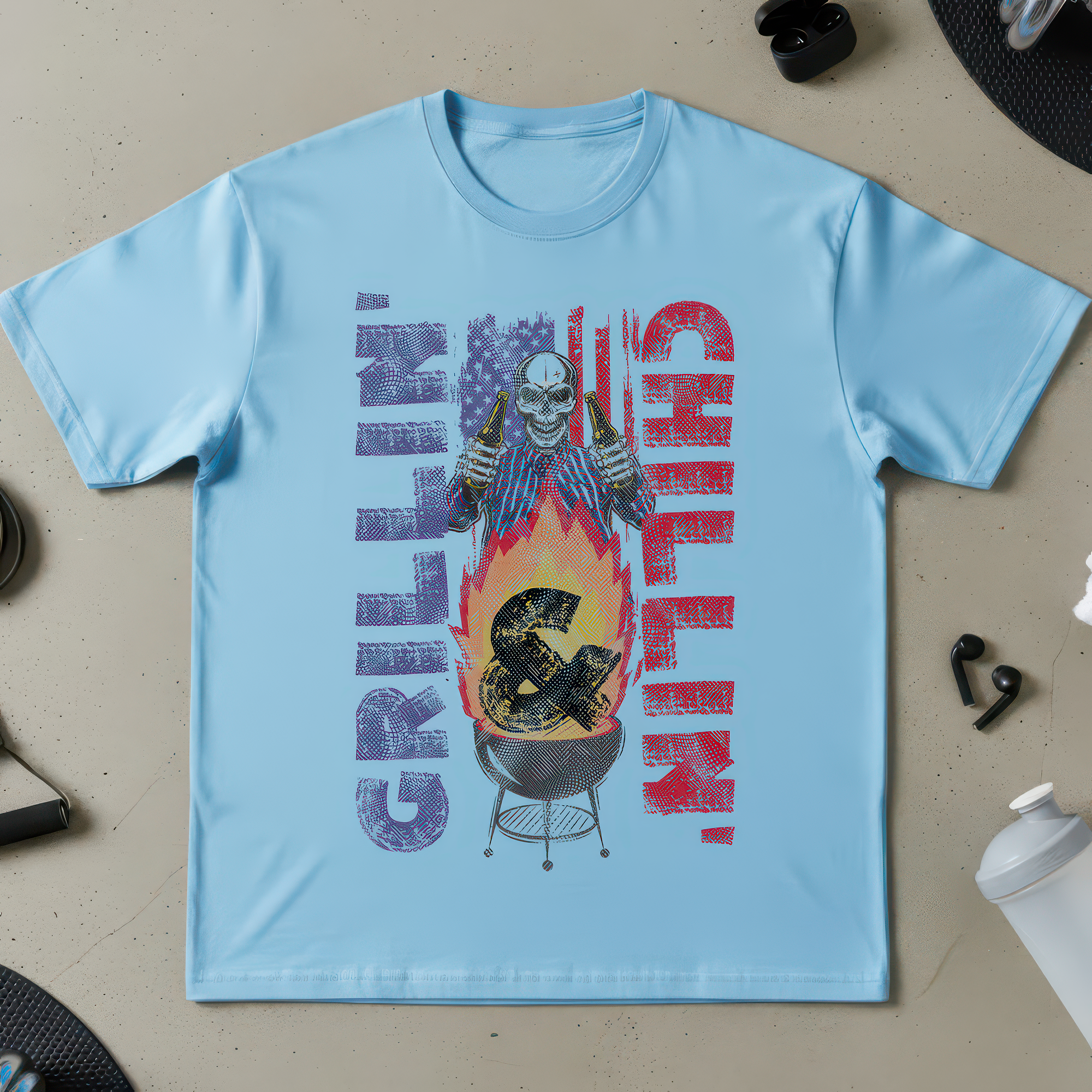 Grillin' and Chillin' Patriotic Skeleton - DTF Transfer