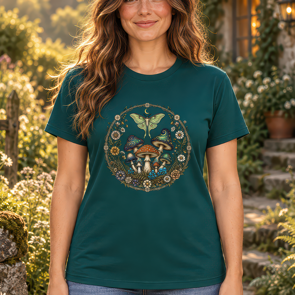 Lunar Awakening Luna Moth Mushrooms - DTF Transfer