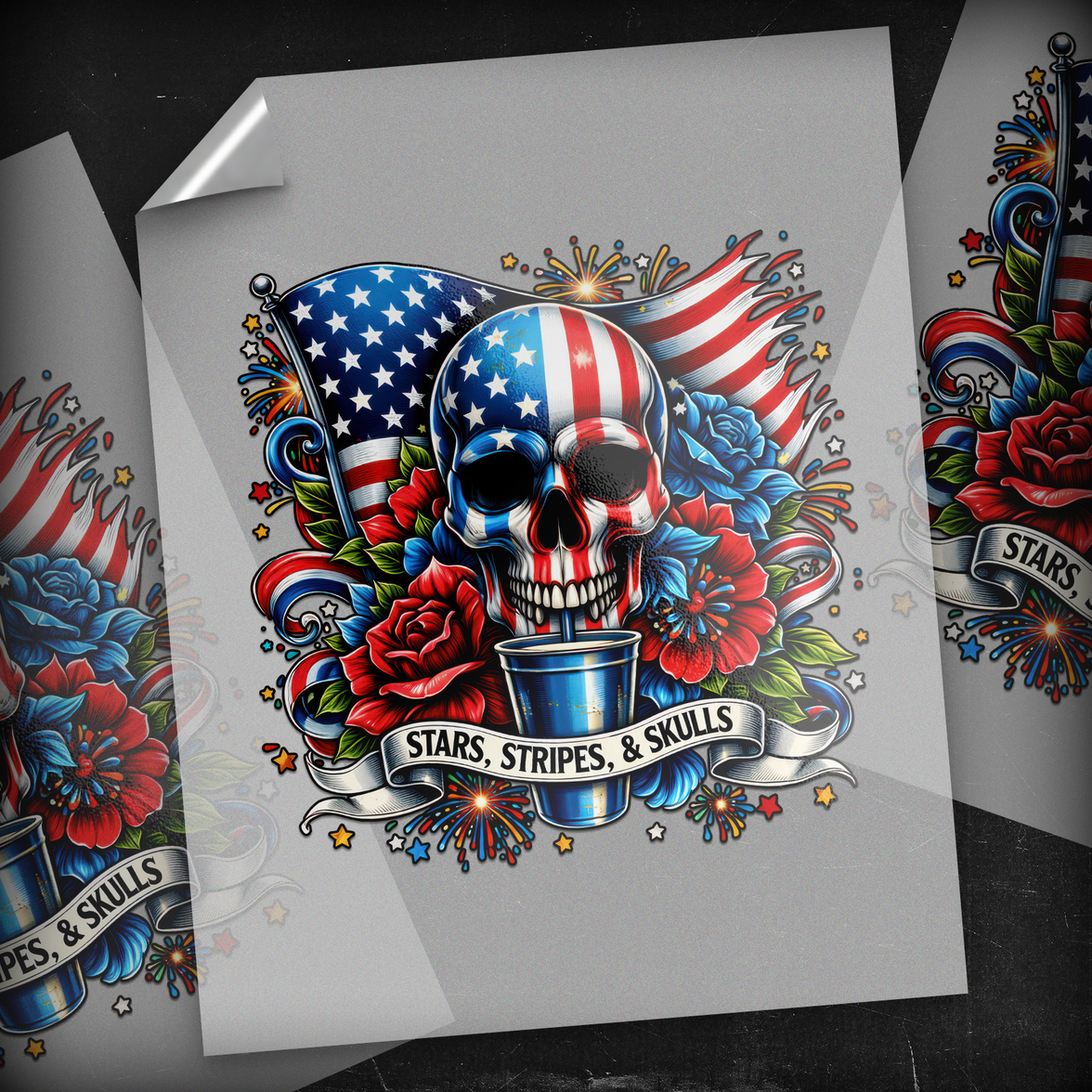 Stars Stripes & Skulls - DTF Transfer