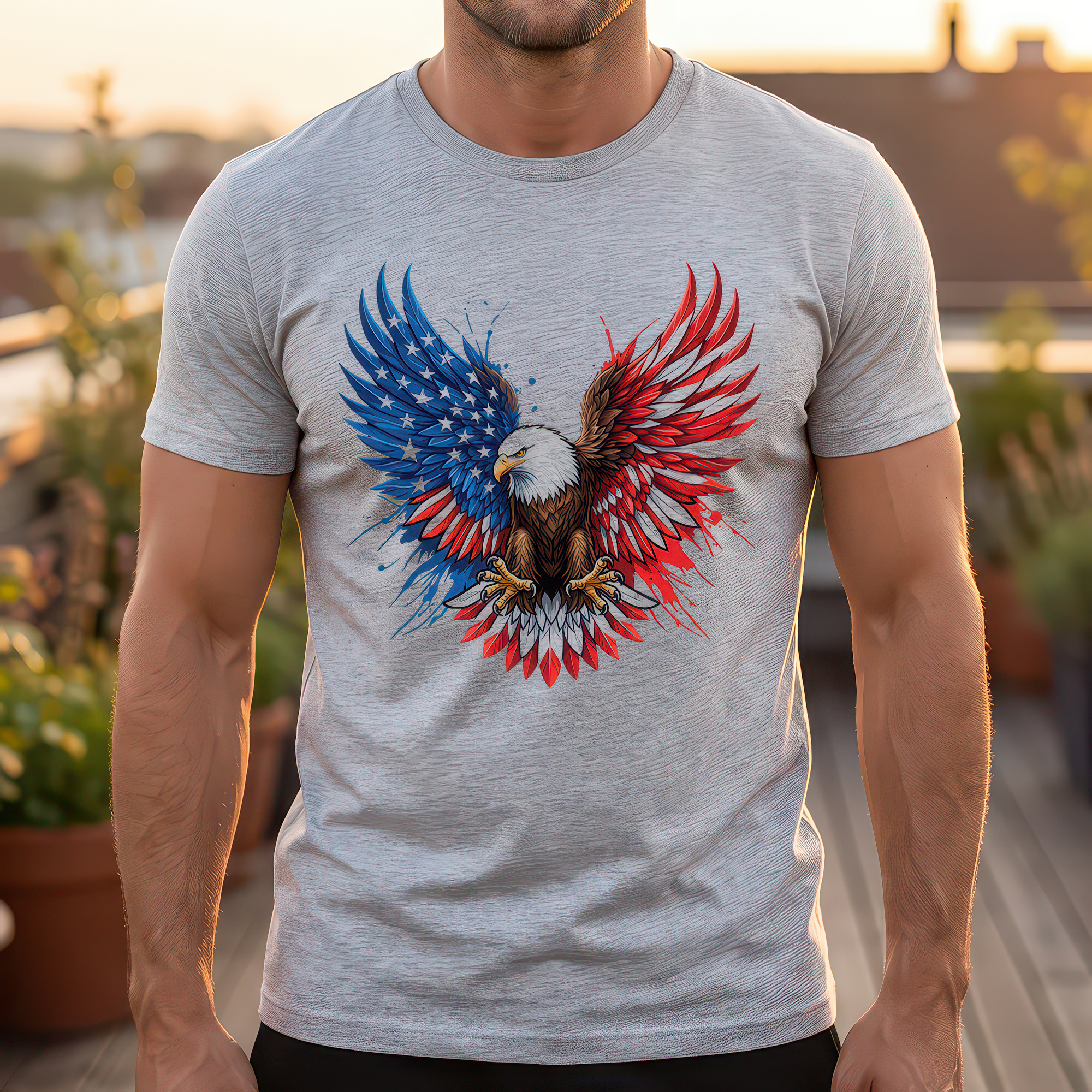 Patriotic American Flag Bald Eagle - DTF Transfer