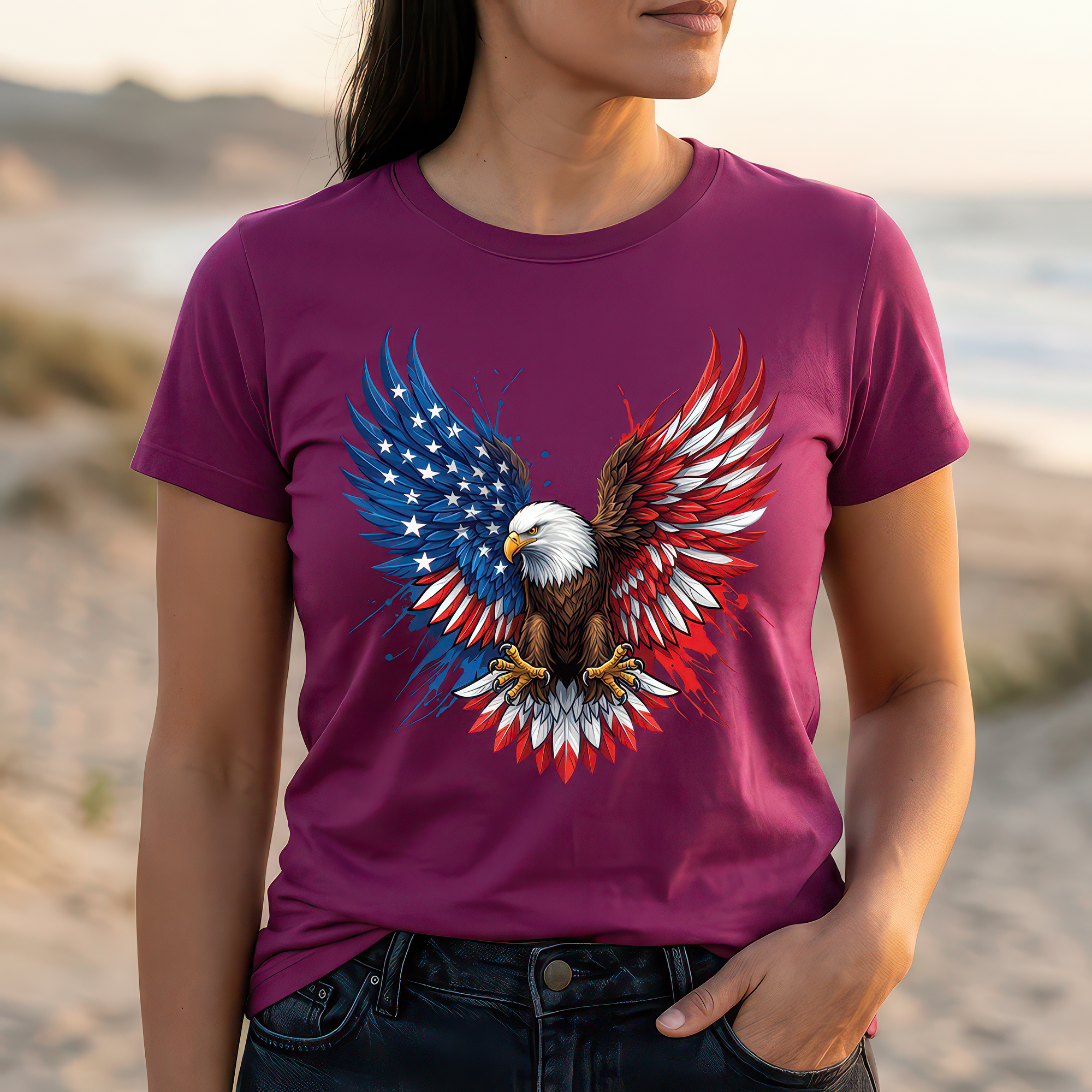 Patriotic American Flag Bald Eagle - DTF Transfer