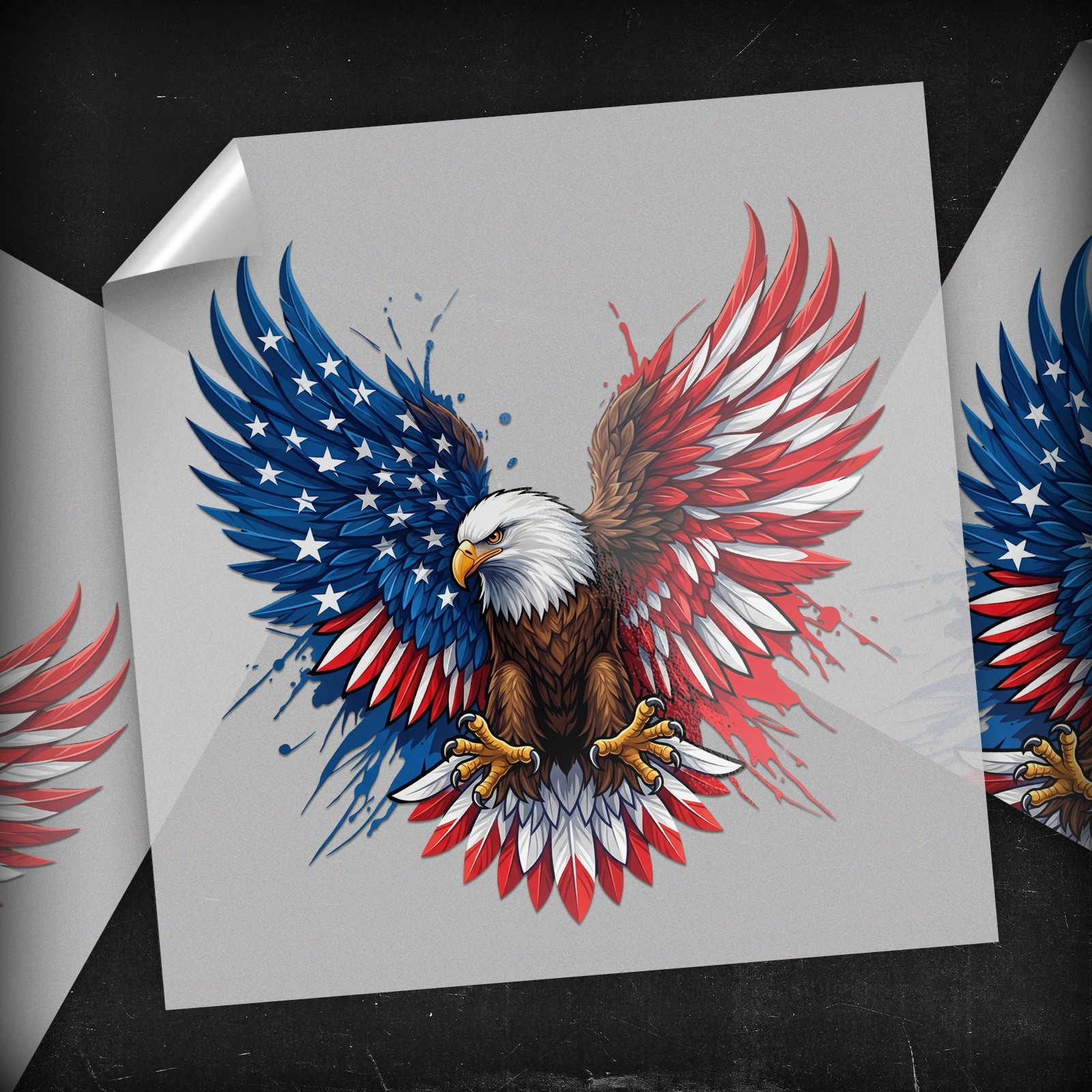 Patriotic American Flag Bald Eagle - DTF Transfer