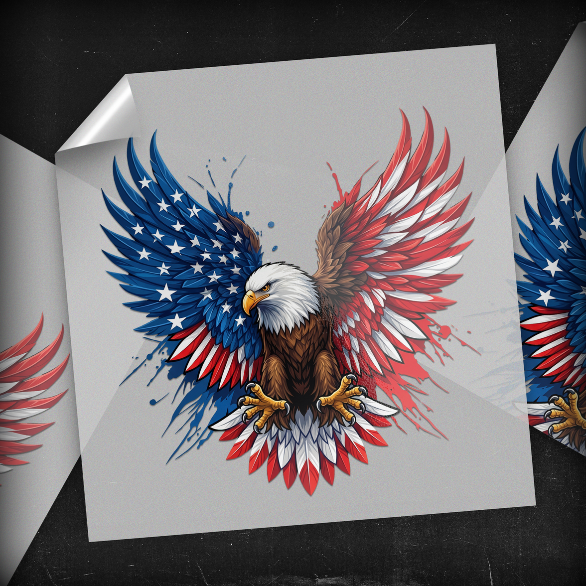 Patriotic American Flag Bald Eagle - DTF Transfer