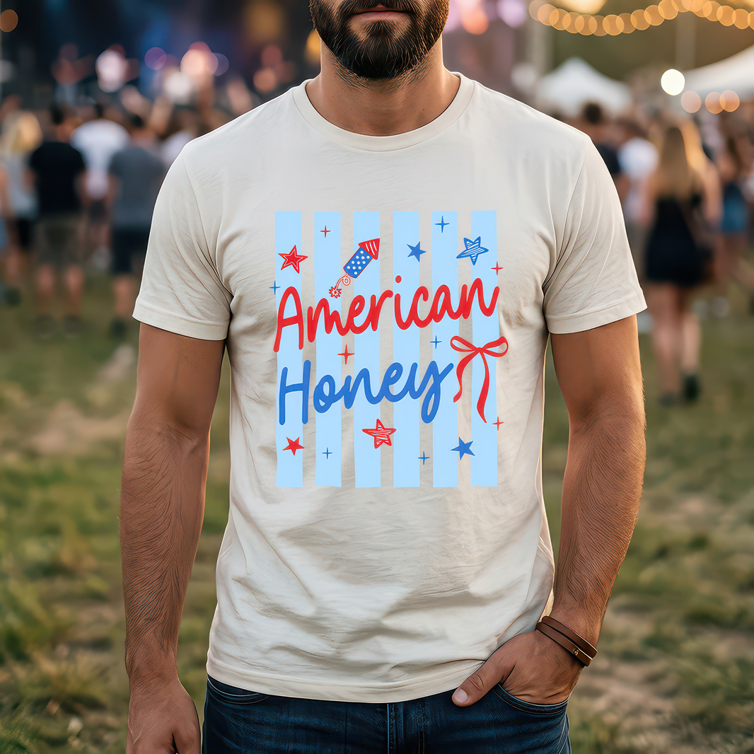Retro Striped Blue American Honey - DTF Transfer