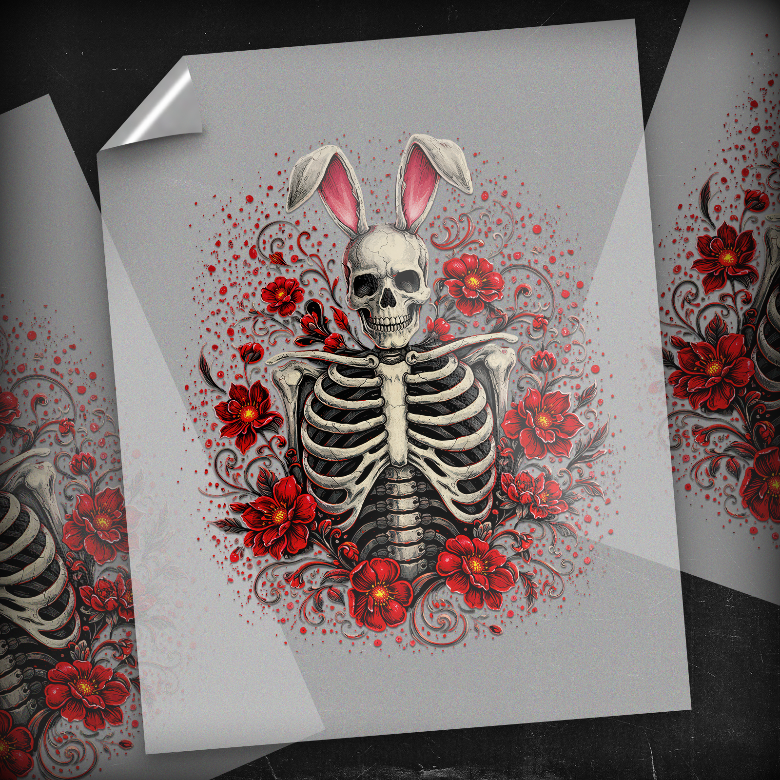 Rib Cage Bunny Red - DTF Transfer
