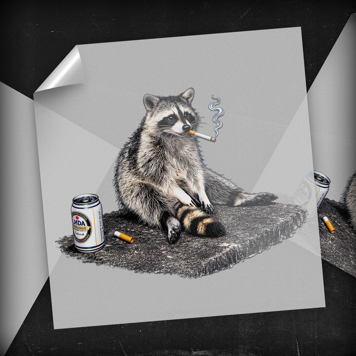 Smoking Raccoon - DTF Transfer