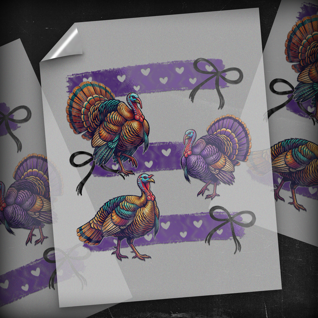 Thanksgiving Turkey Purple Stripe - DTF Transfer