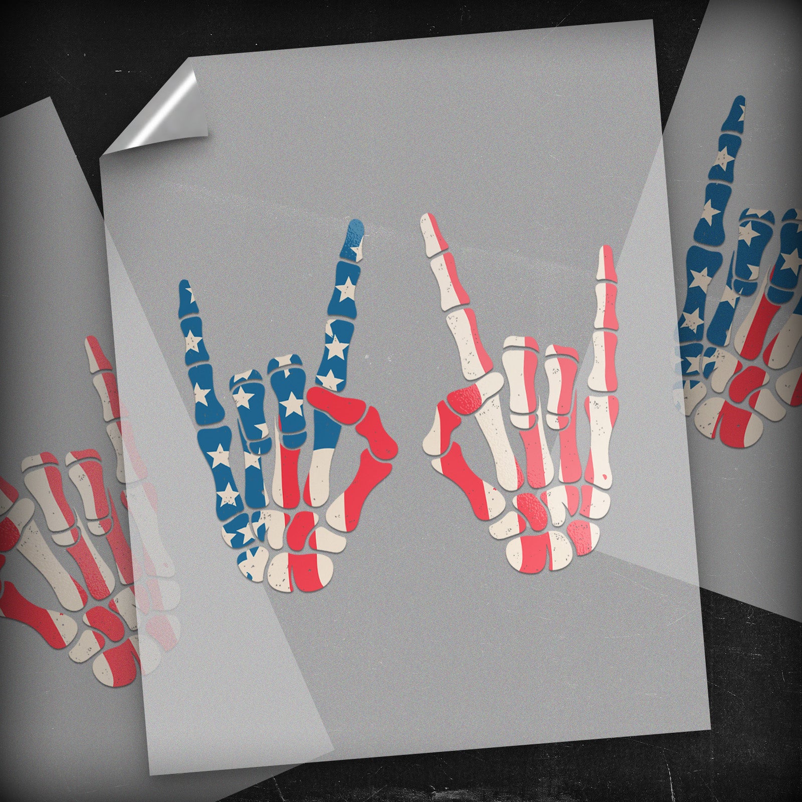 "Old Glory" Rock Horns - DTF Transfer