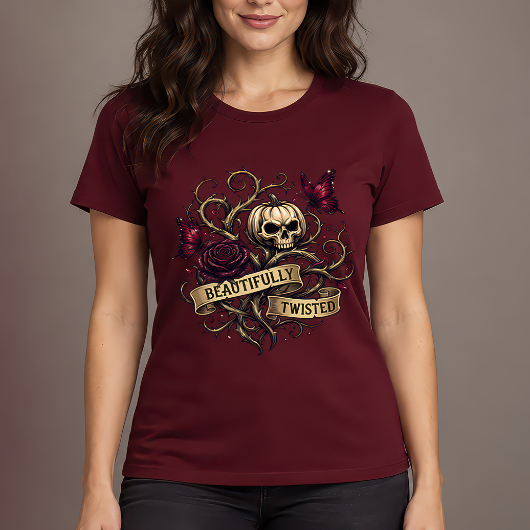 Beautifully Twisted Pumpkin Skull - DTF Transfer