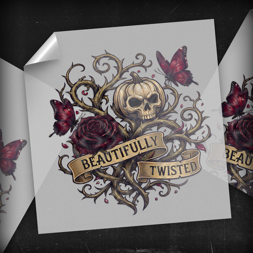 Beautifully Twisted Pumpkin Skull - DTF Transfer