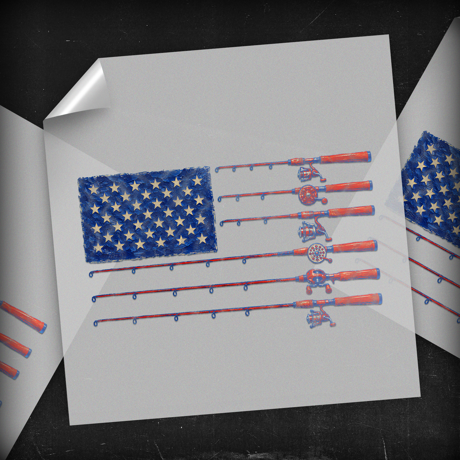 US Flag Fishing Poles - DTF Transfer