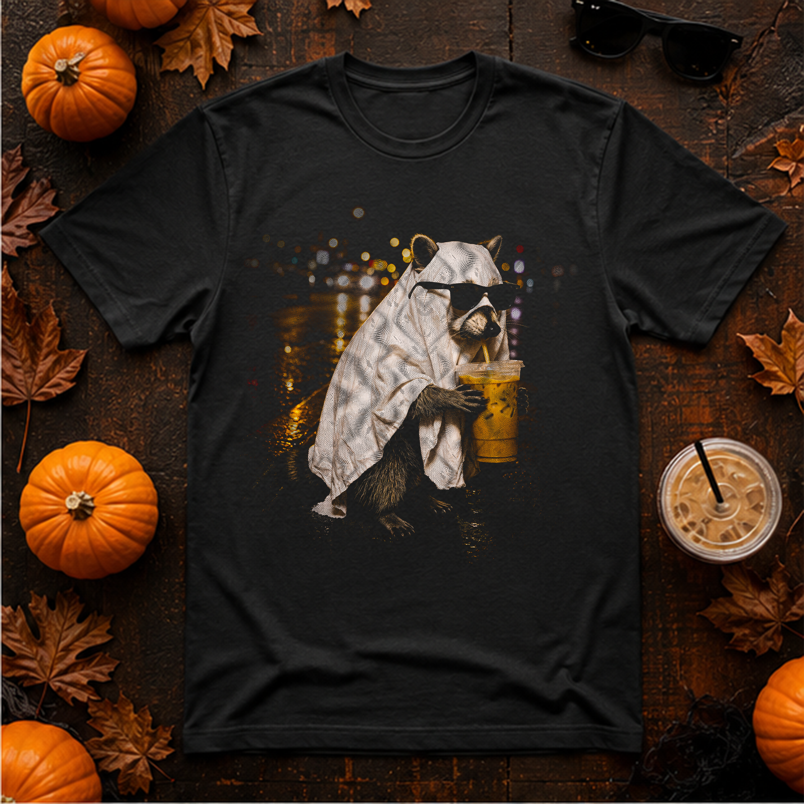 Ghost Raccoon Iced Coffee - DTF Transfer