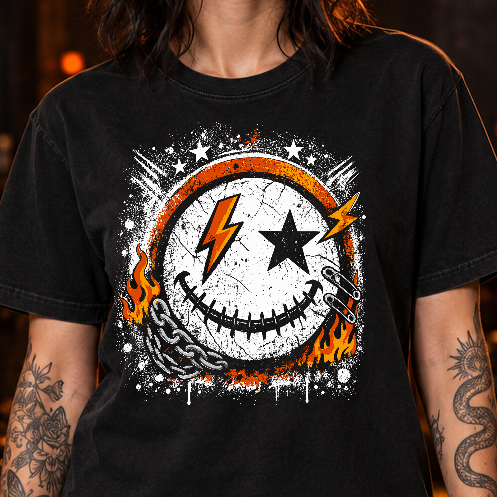 Chaotic Grunge Smiley - DTF Transfer