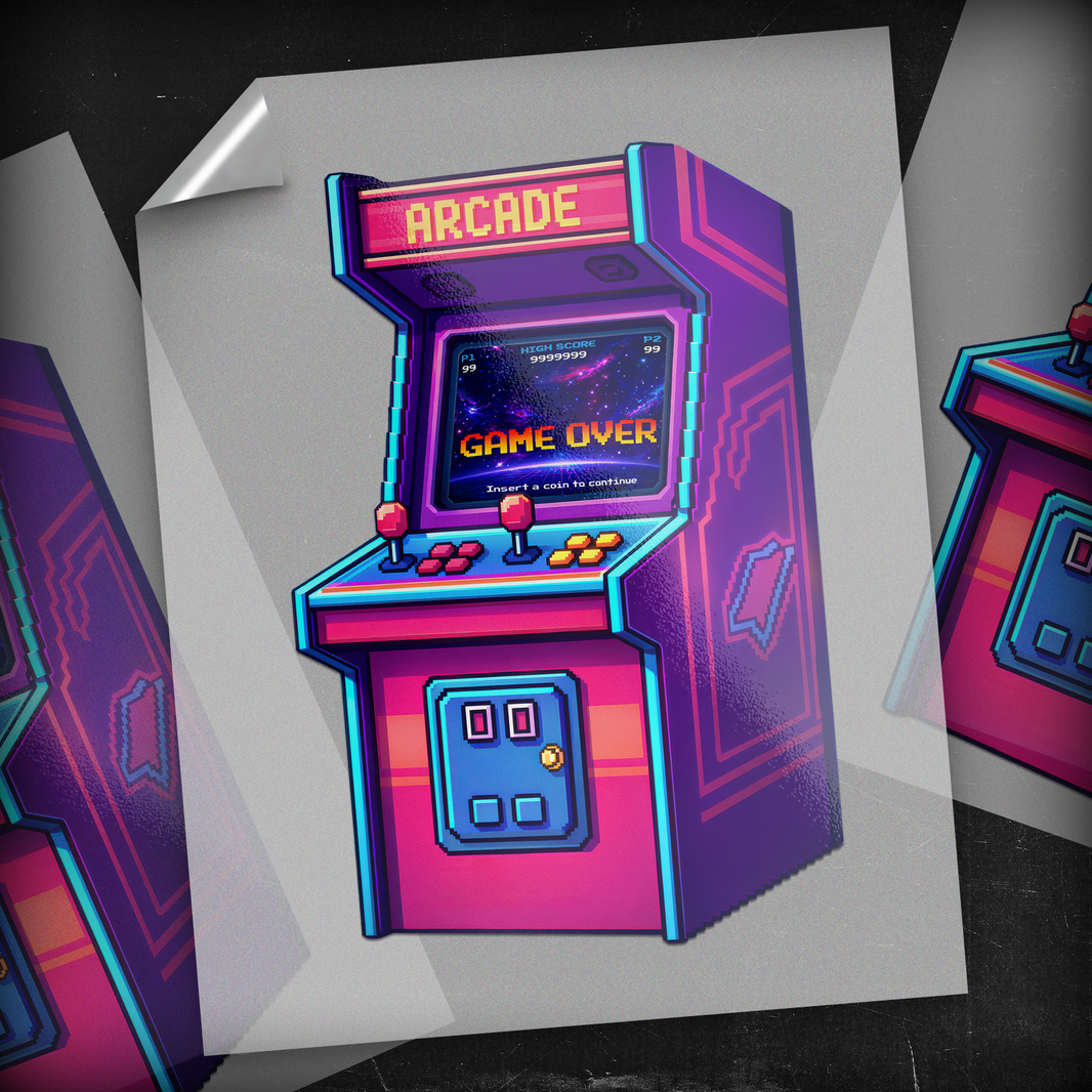 Retro Game Over Arcade Cabinet - DTF Transfer