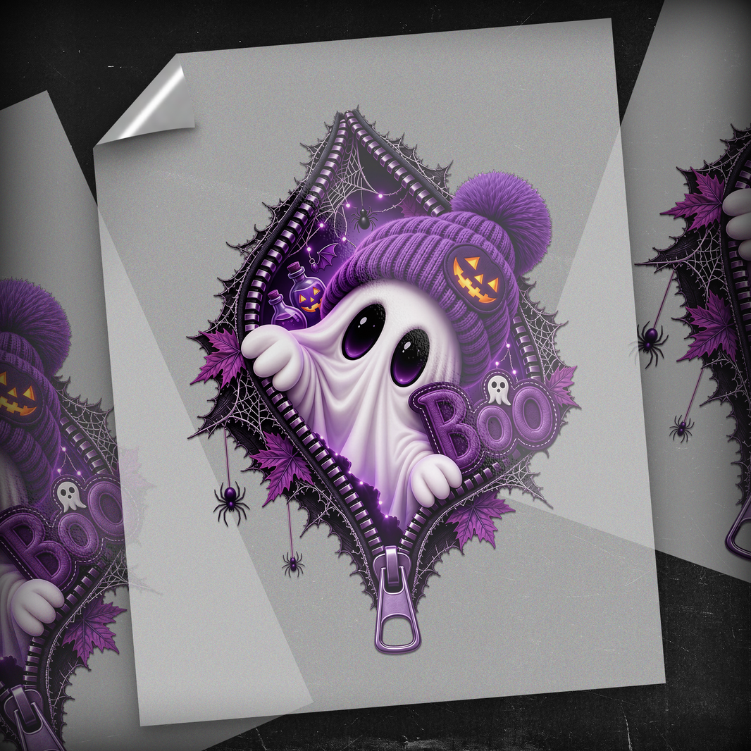 Zipper Ghost Boo Halloween - DTF Transfer