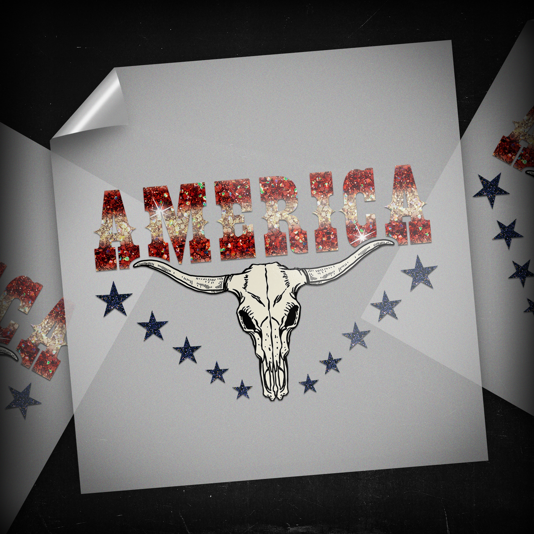 Sparkle Americana Longhorn (Horizontal) - DTF Transfer