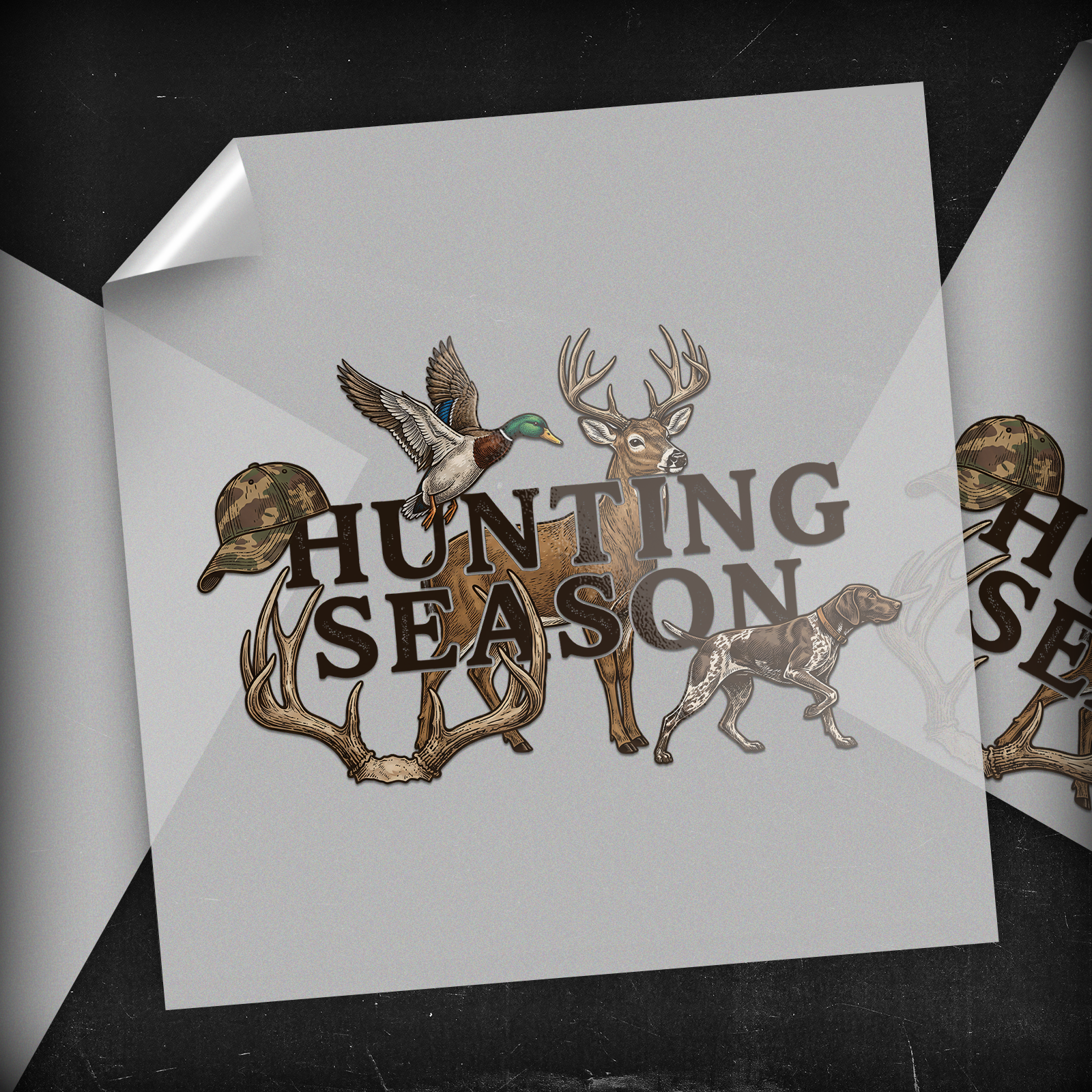 Hunting Season Whitetail Deer Mallard & Pointer - DTF Transfer
