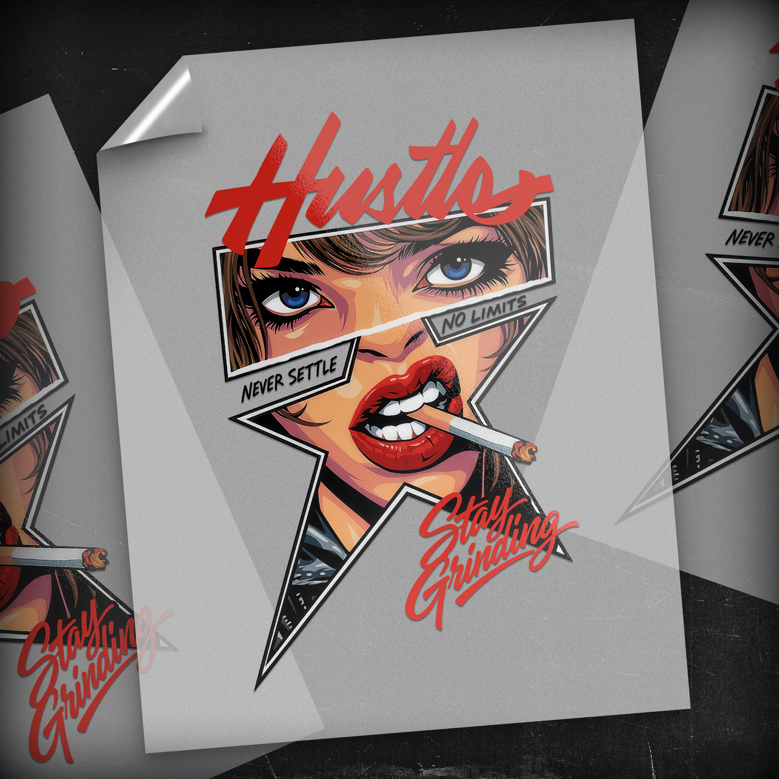 Hustle Stay Grinding (Double Sided Set) - DTF Transfer