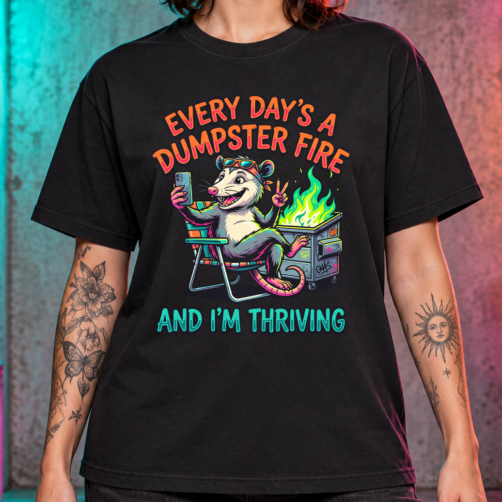 Dumpster Fire Opossum - DTF Transfer