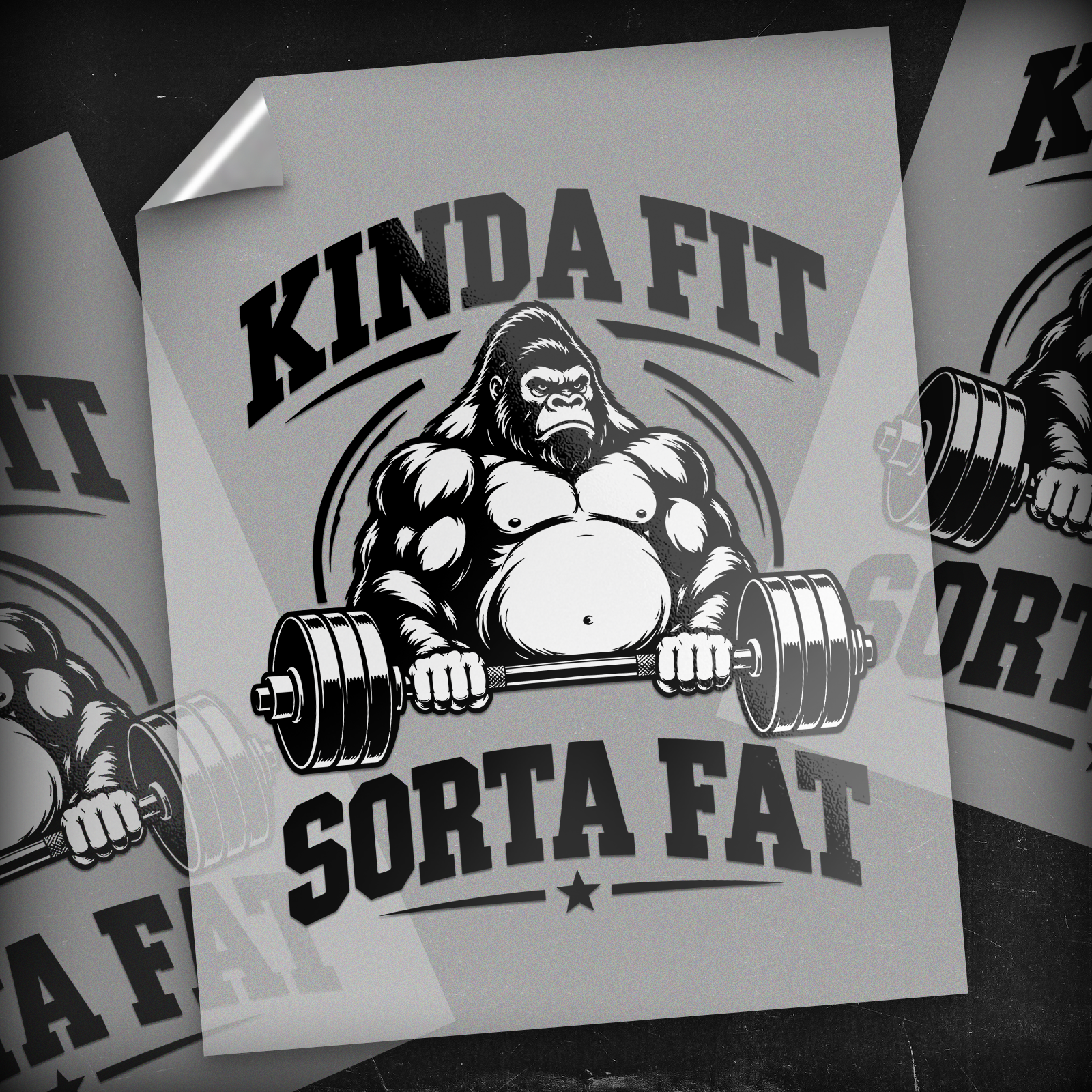Kinda Fit Sorta Fat Gorilla - DTF Transfer