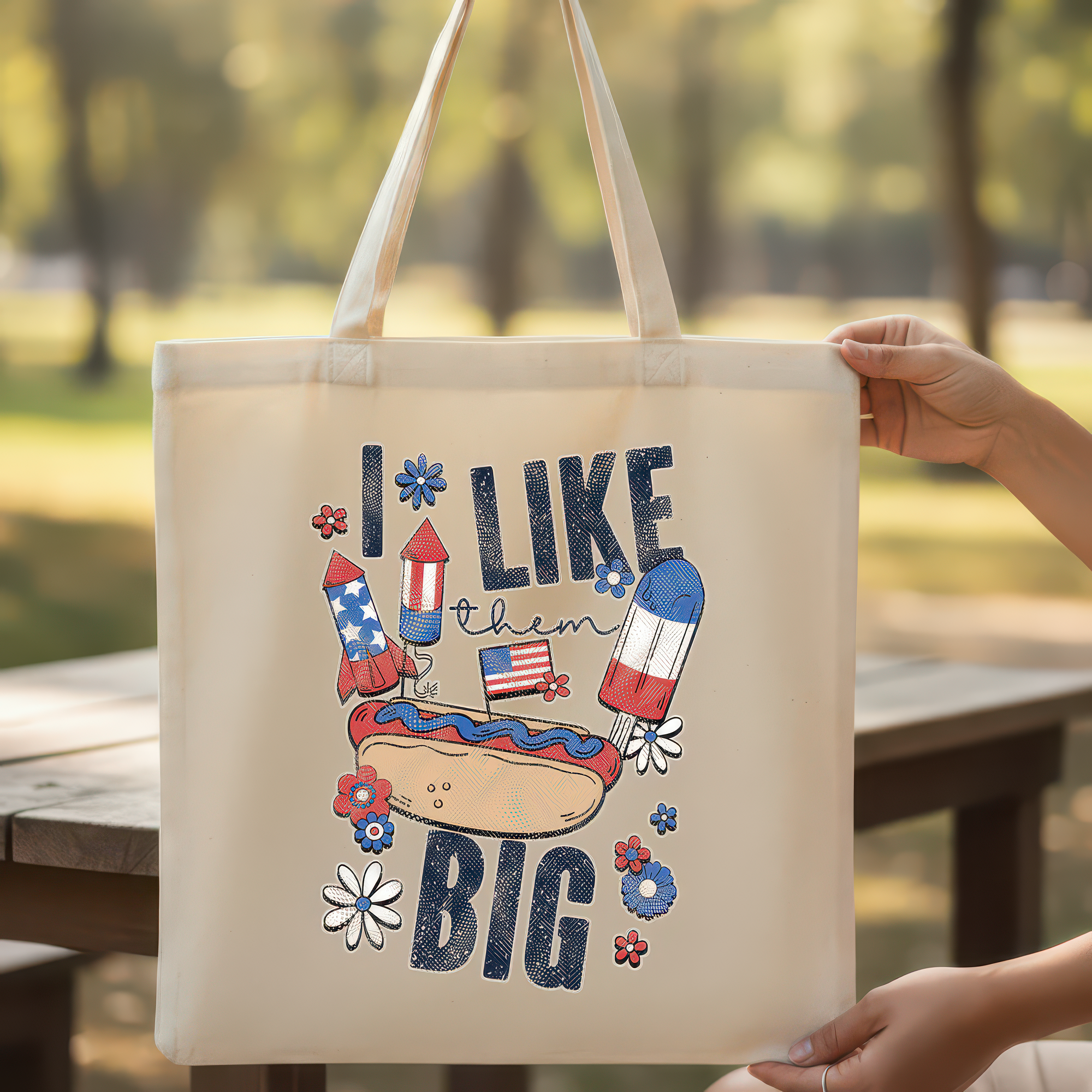 I Like Them Big Patriotic Hot Dog - DTF Transfer
