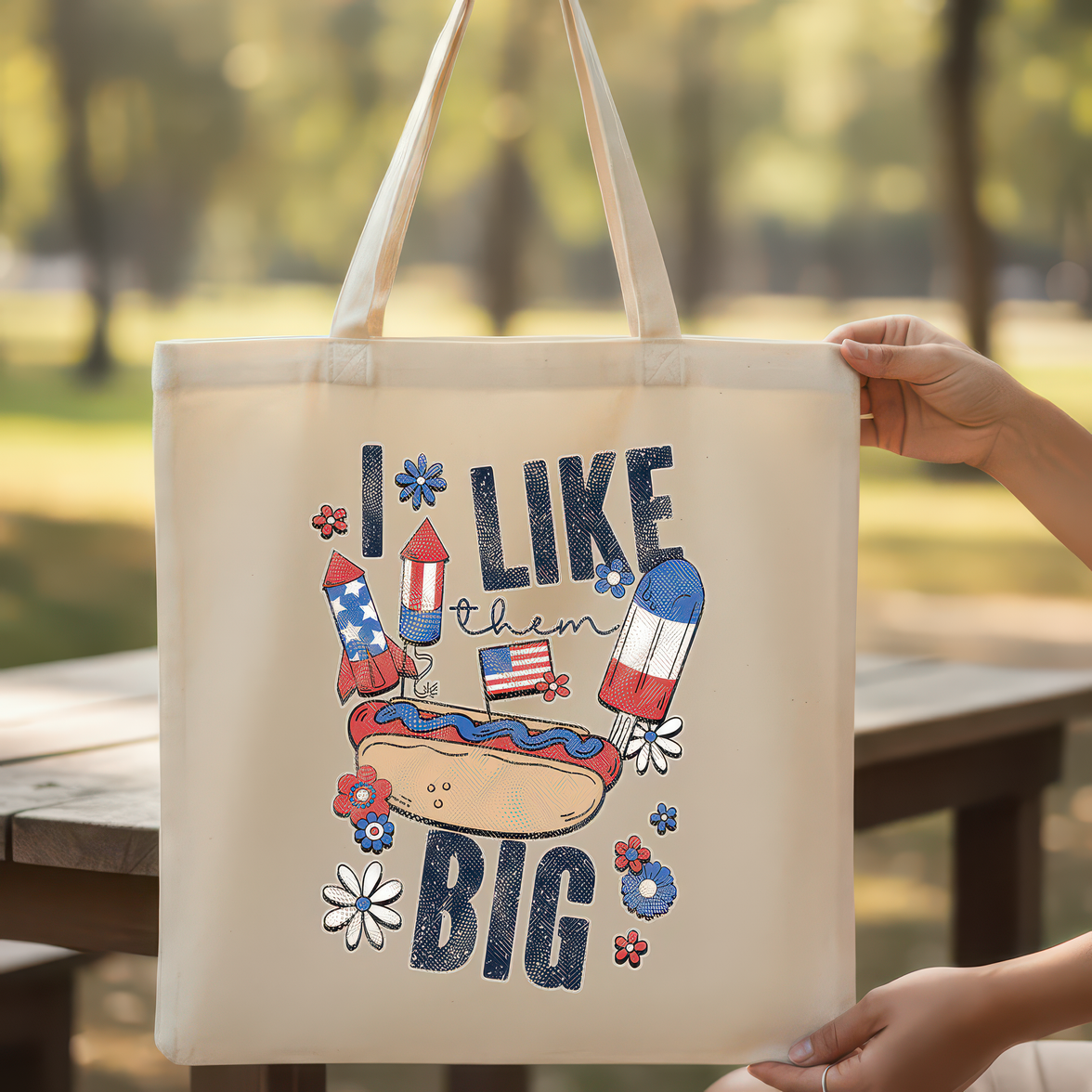 I Like Them Big Patriotic Hot Dog - DTF Transfer