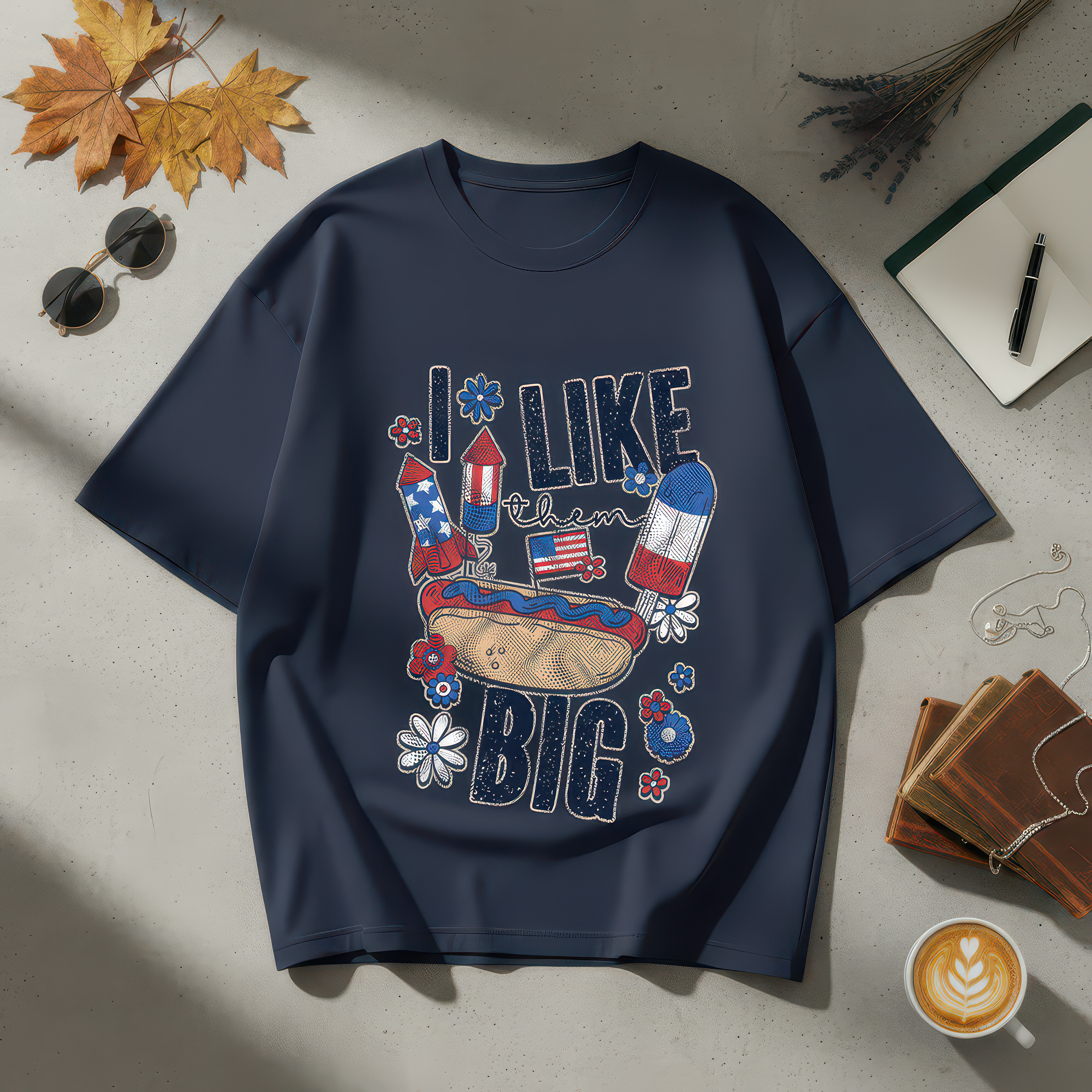 I Like Them Big Patriotic Hot Dog - DTF Transfer