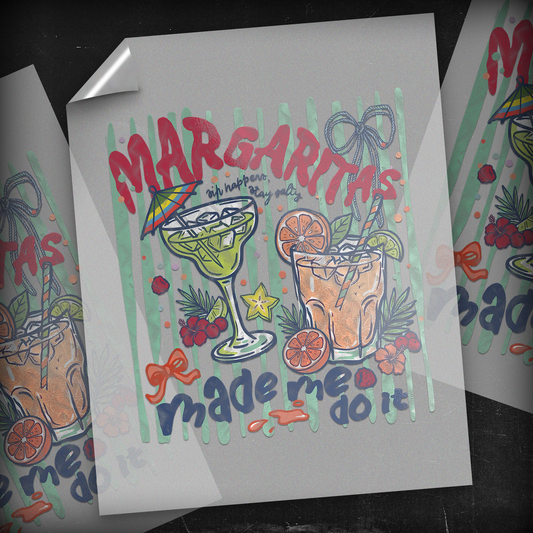 Margaritas Made Me Do It Striped Cocktails - DTF Transfer