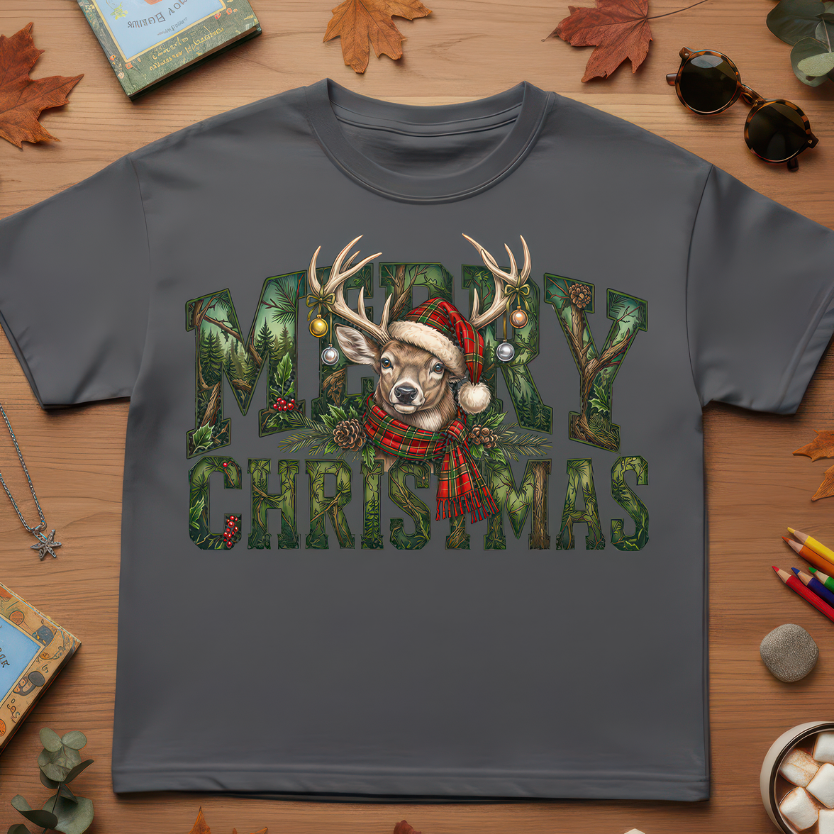 Merry Christmas Plaid Deer - DTF Transfer