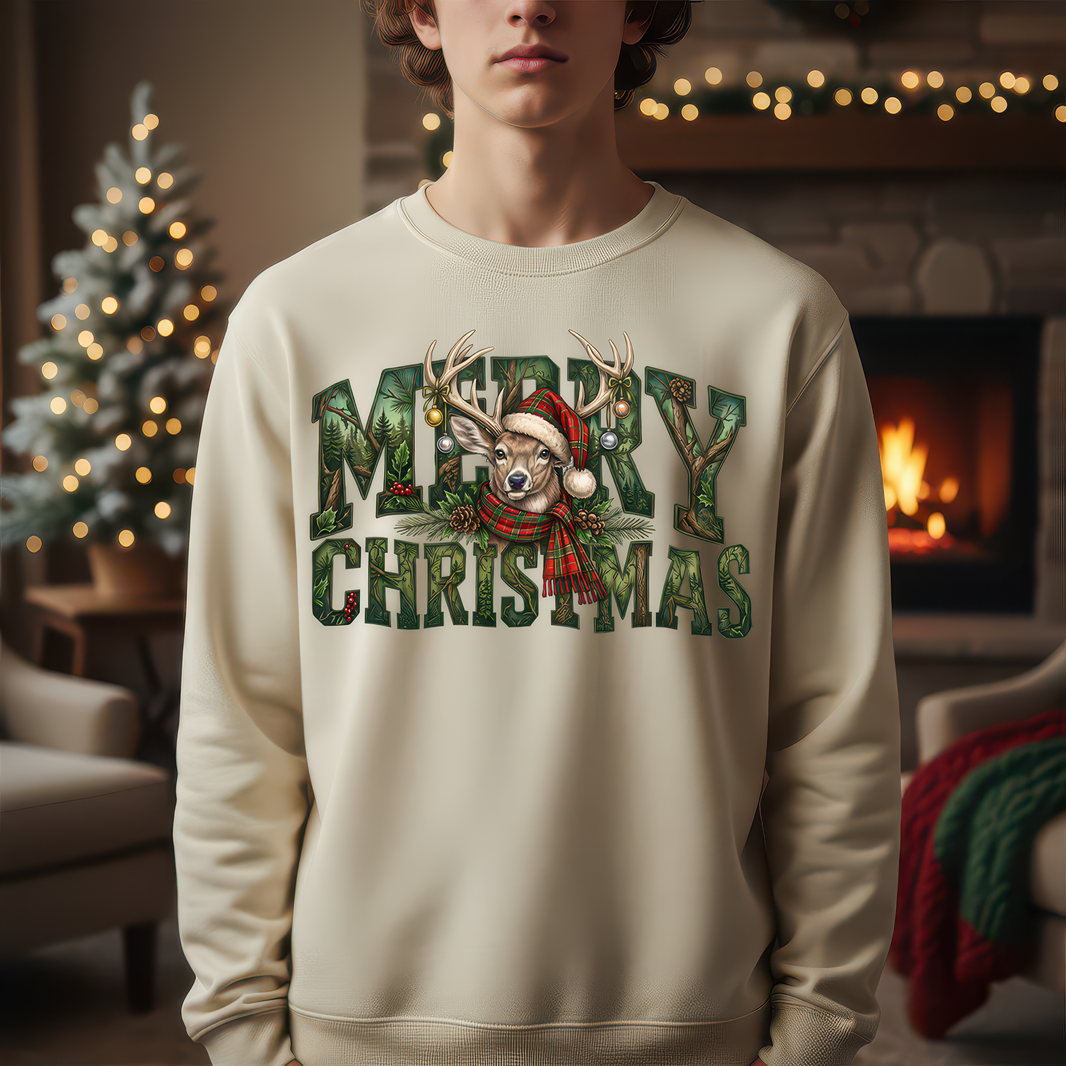 Merry Christmas Plaid Deer - DTF Transfer