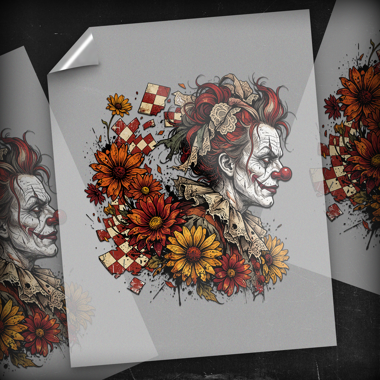 Dark Floral Clown - DTF Transfer