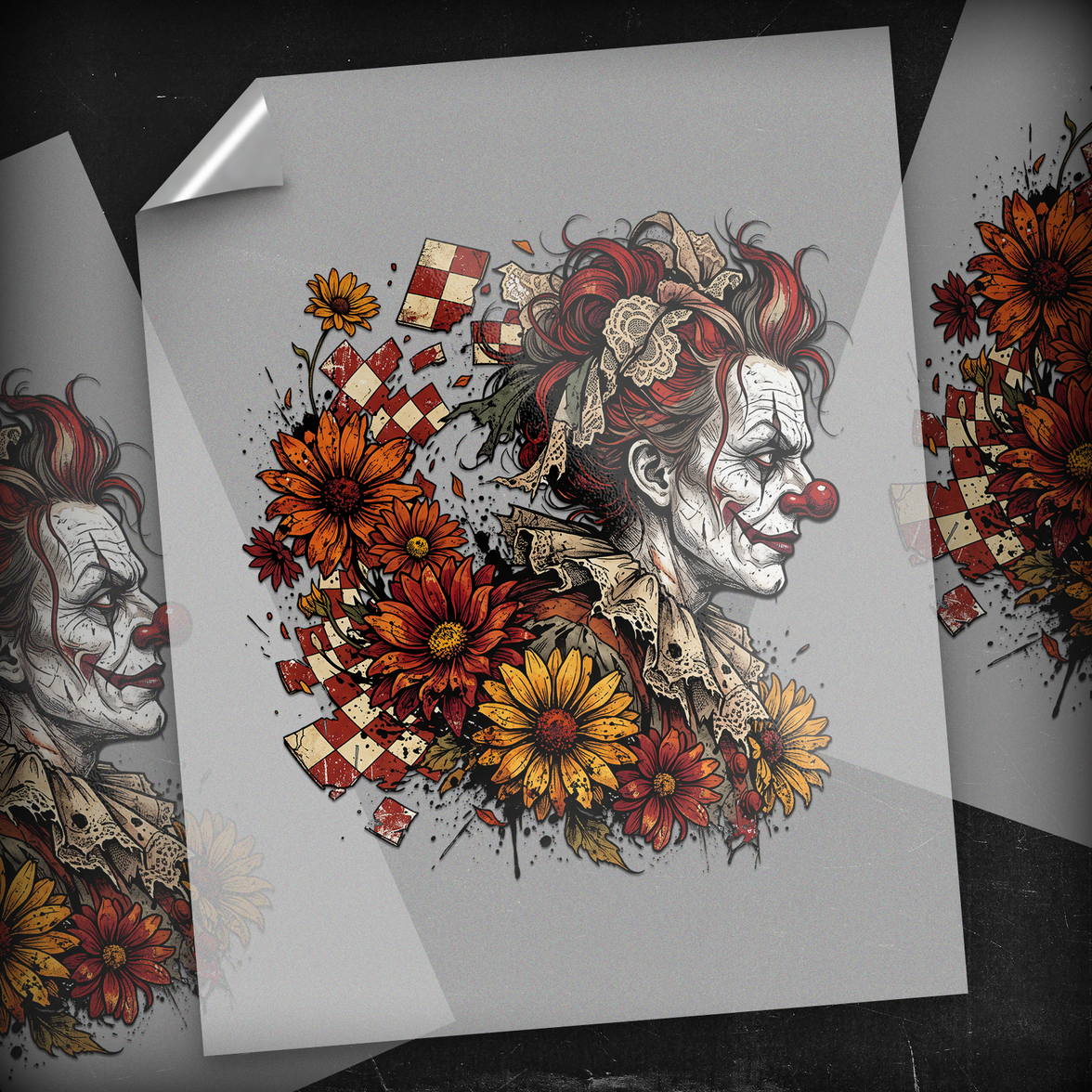 Dark Floral Clown - DTF Transfer