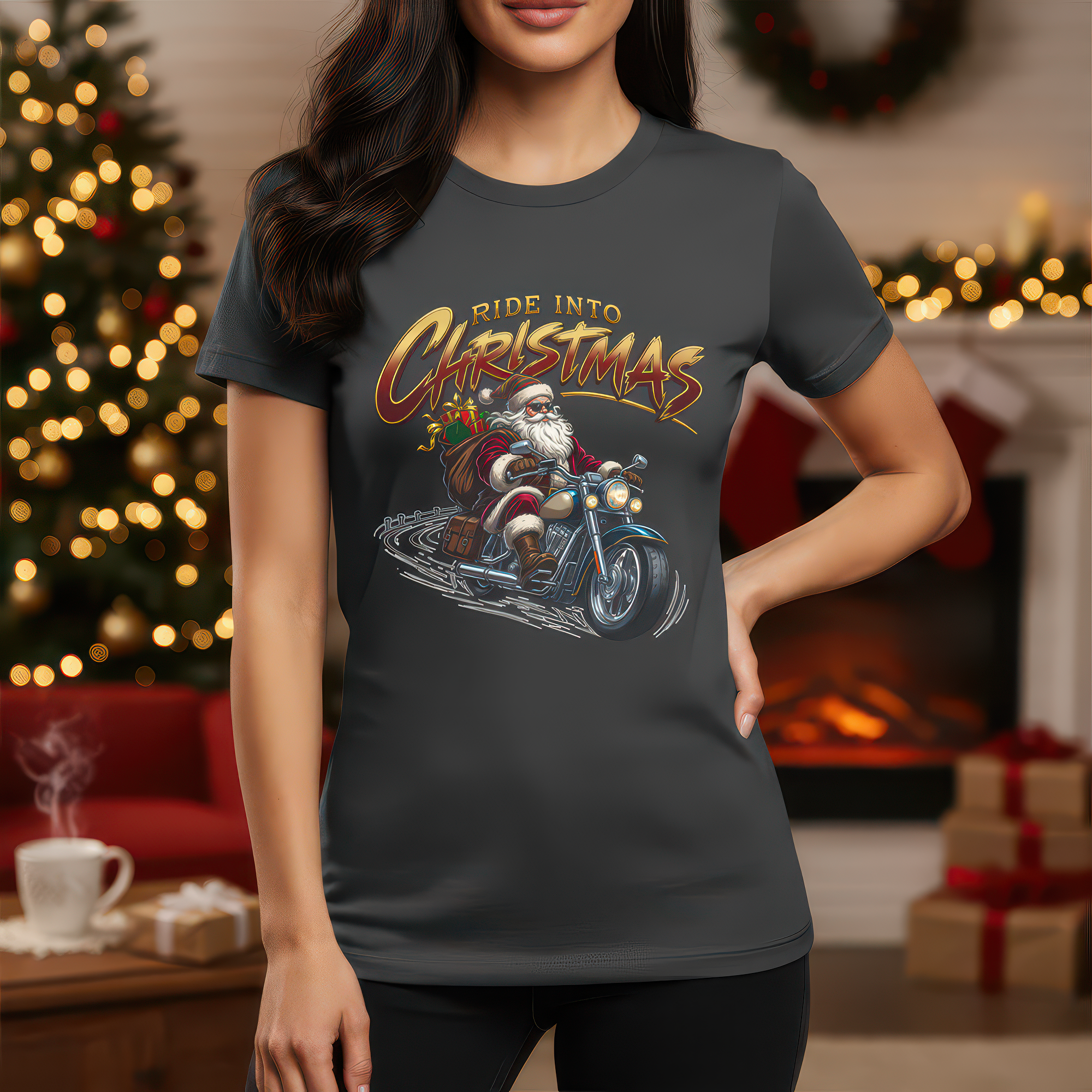 Ride Into Christmas Biker Santa - DTF Transfer