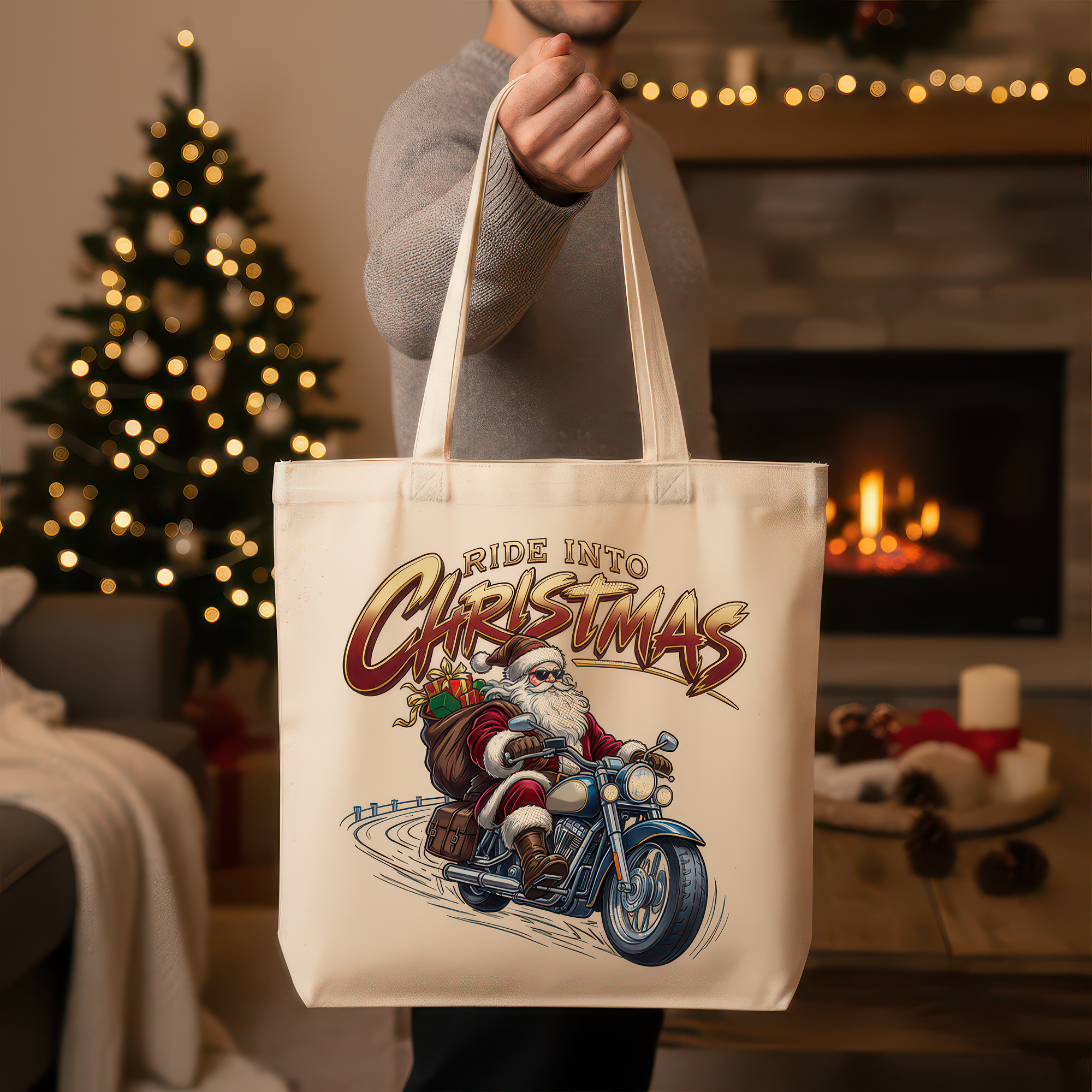Ride Into Christmas Biker Santa - DTF Transfer