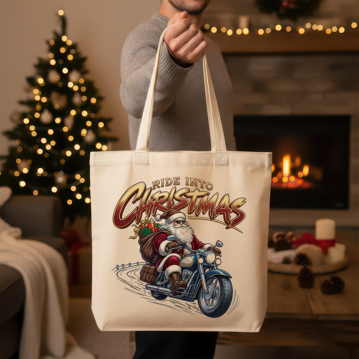 Ride Into Christmas Biker Santa - DTF Transfer