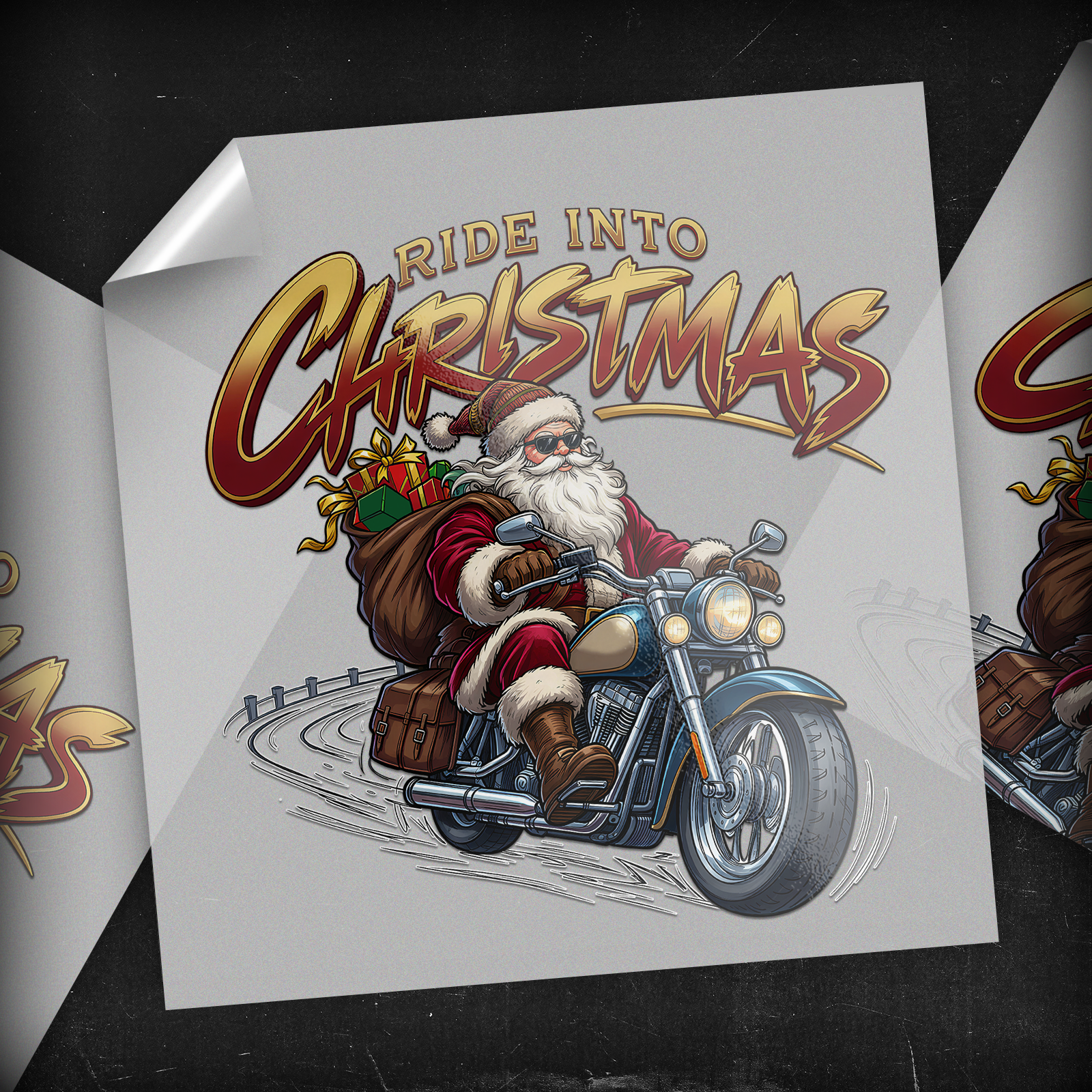 Ride Into Christmas Biker Santa - DTF Transfer