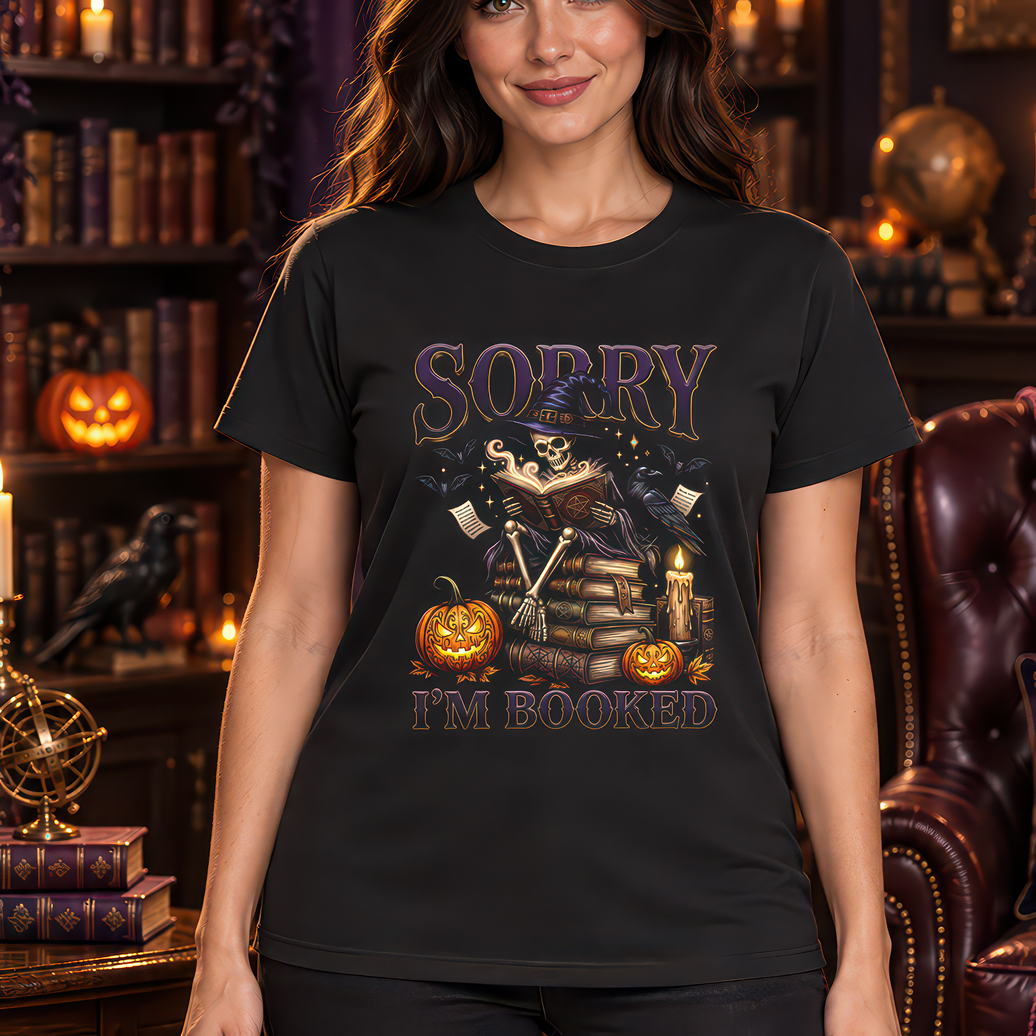 Sorry I'm Booked Halloween Skeleton Witch - DTF Transfer