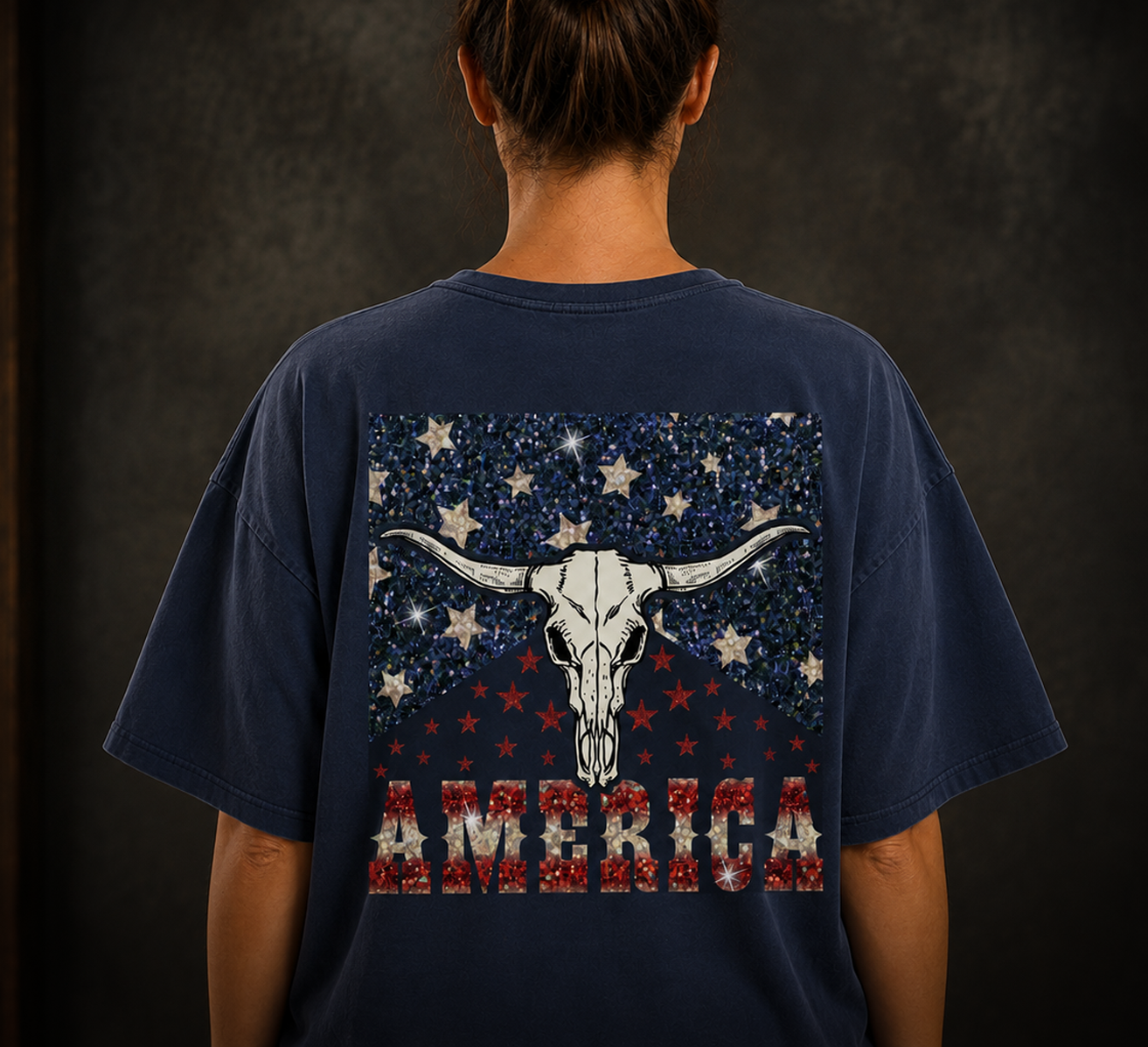 Sparkle Americana Longhorn (Square) - DTF Transfer