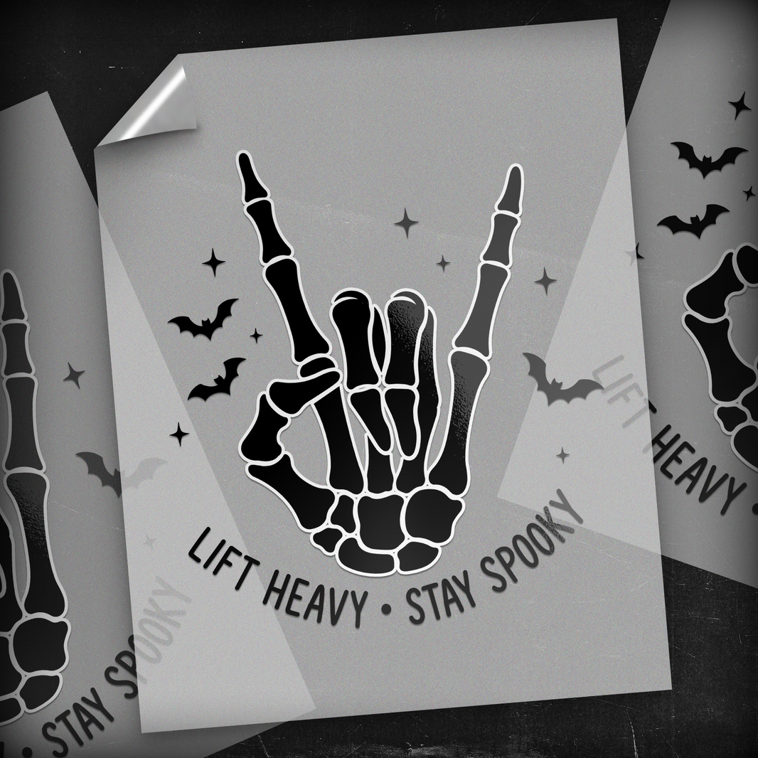 Lift Heavy Stay Spooky Skeleton Rock On - DTF Transfer