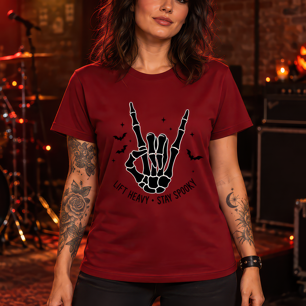 Lift Heavy Stay Spooky Skeleton Rock On - DTF Transfer