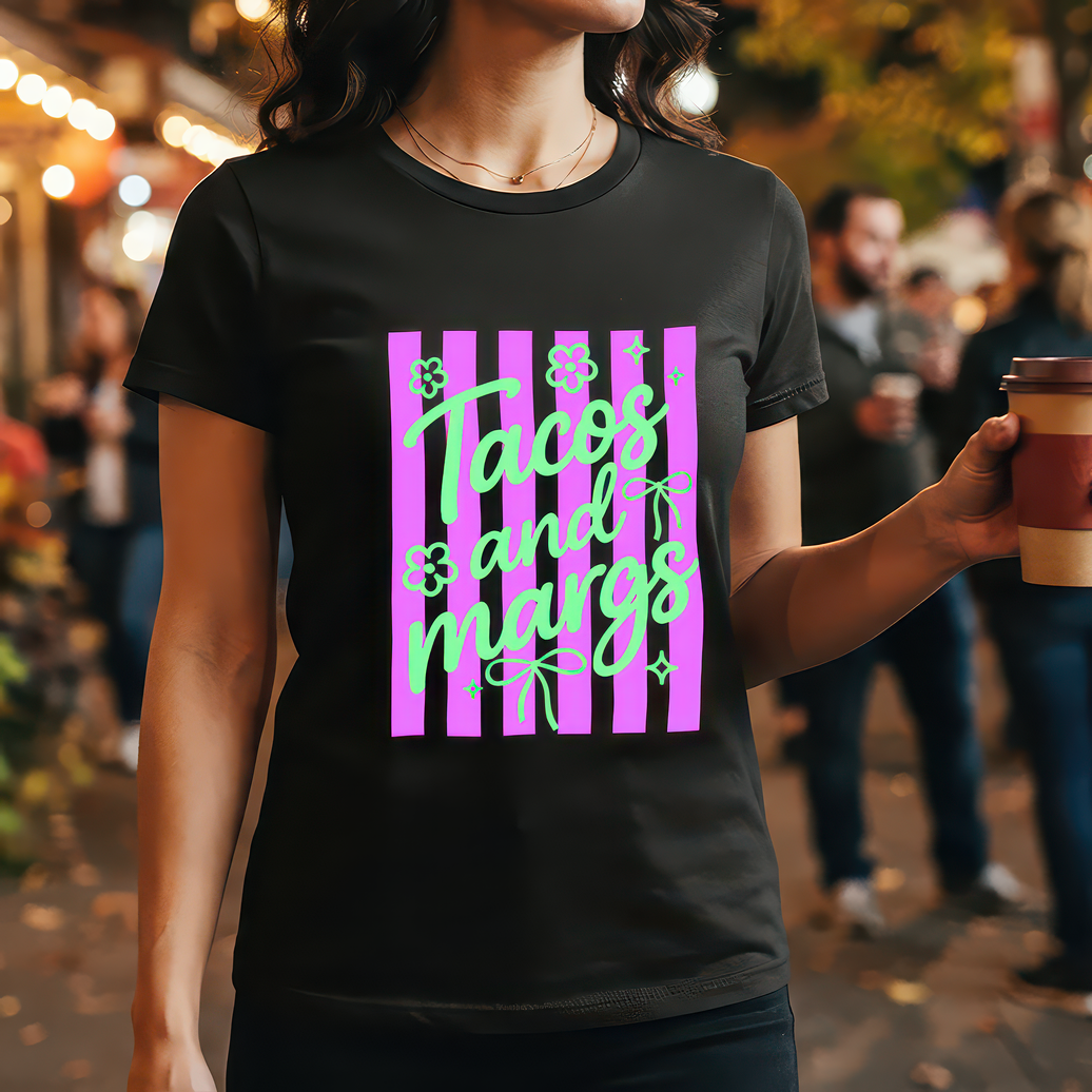 Tacos and Margs Pink Striped - DTF Transfer