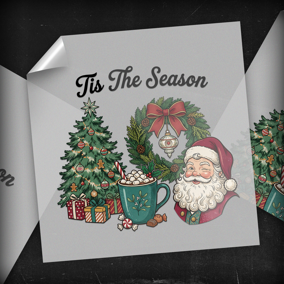 Tis The Season Vintage Christmas Collaged - DTF Transfer