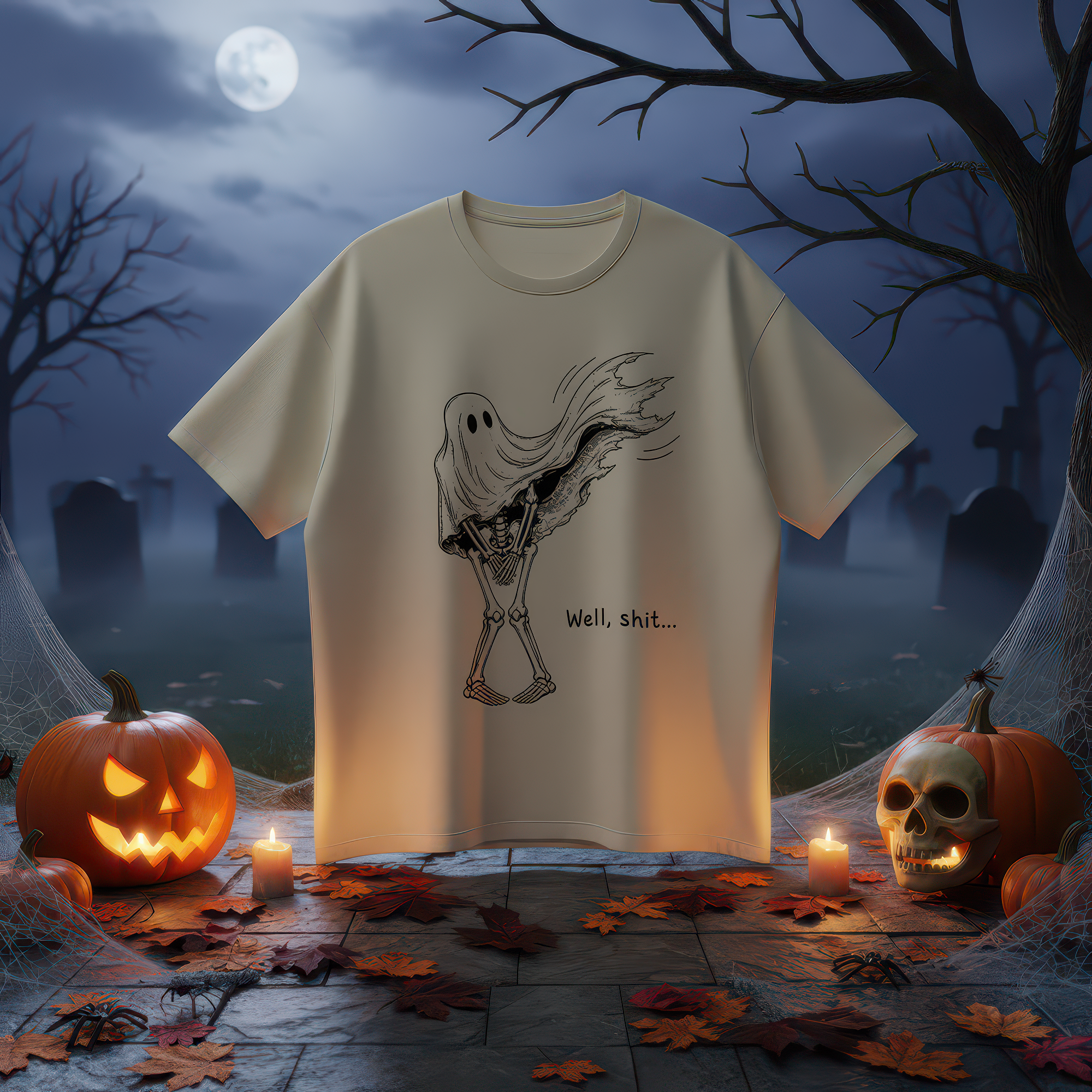 Well, Shit... Ghost Skeleton - DTF Transfer