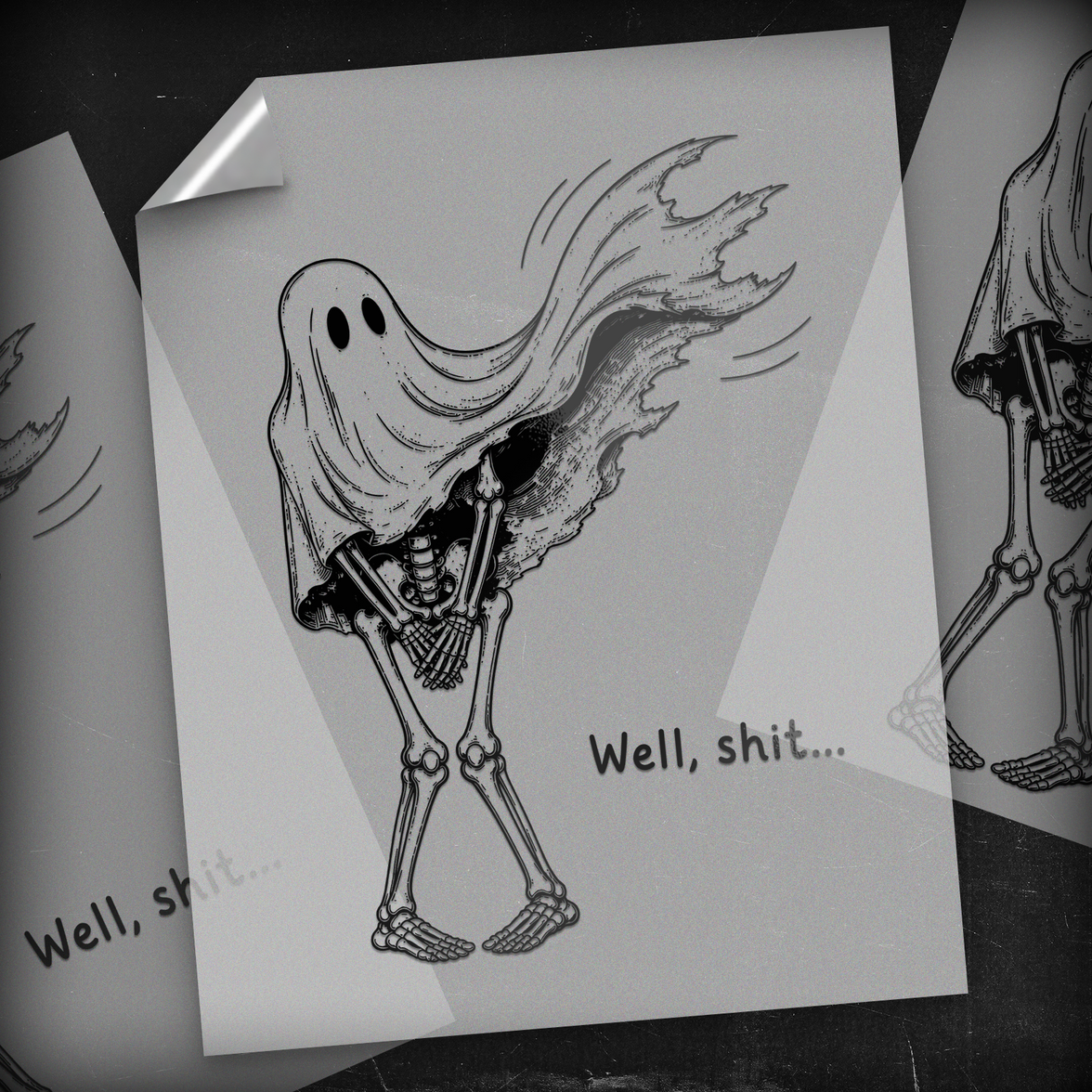 Well, Shit... Ghost Skeleton - DTF Transfer