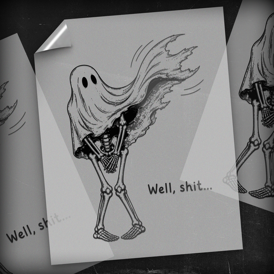Well, Shit... Ghost Skeleton - DTF Transfer